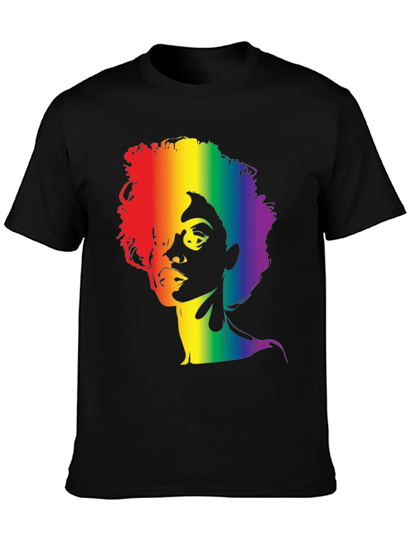 Black Rainbow Afro Graphic Tee - Stylish Black T-Shirt view 3