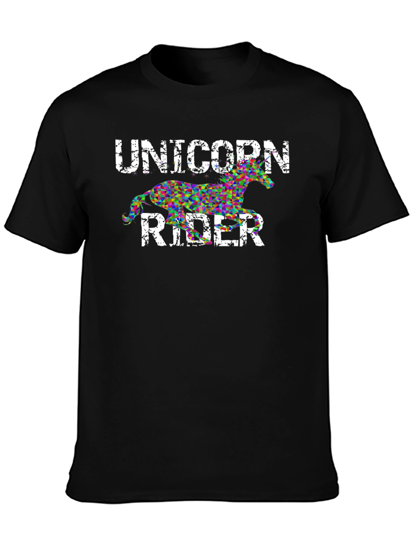 Black Unicorn Rider Black Graphic T-Shirt view 3