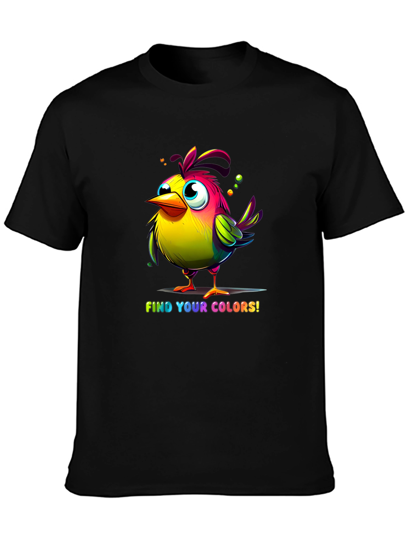 Black Colorful Bird T-Shirt - Find Your Colors! view 3