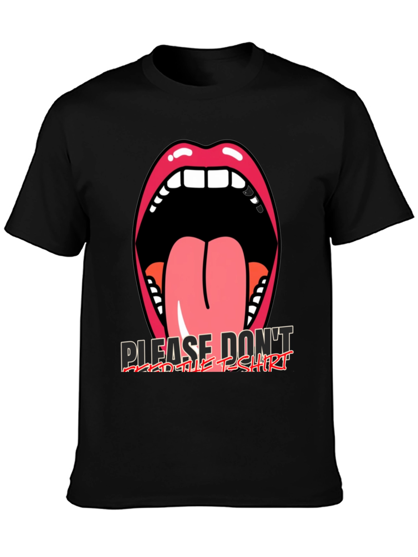 Black Graphic Tee: Open Mouth Tongue Out view 3