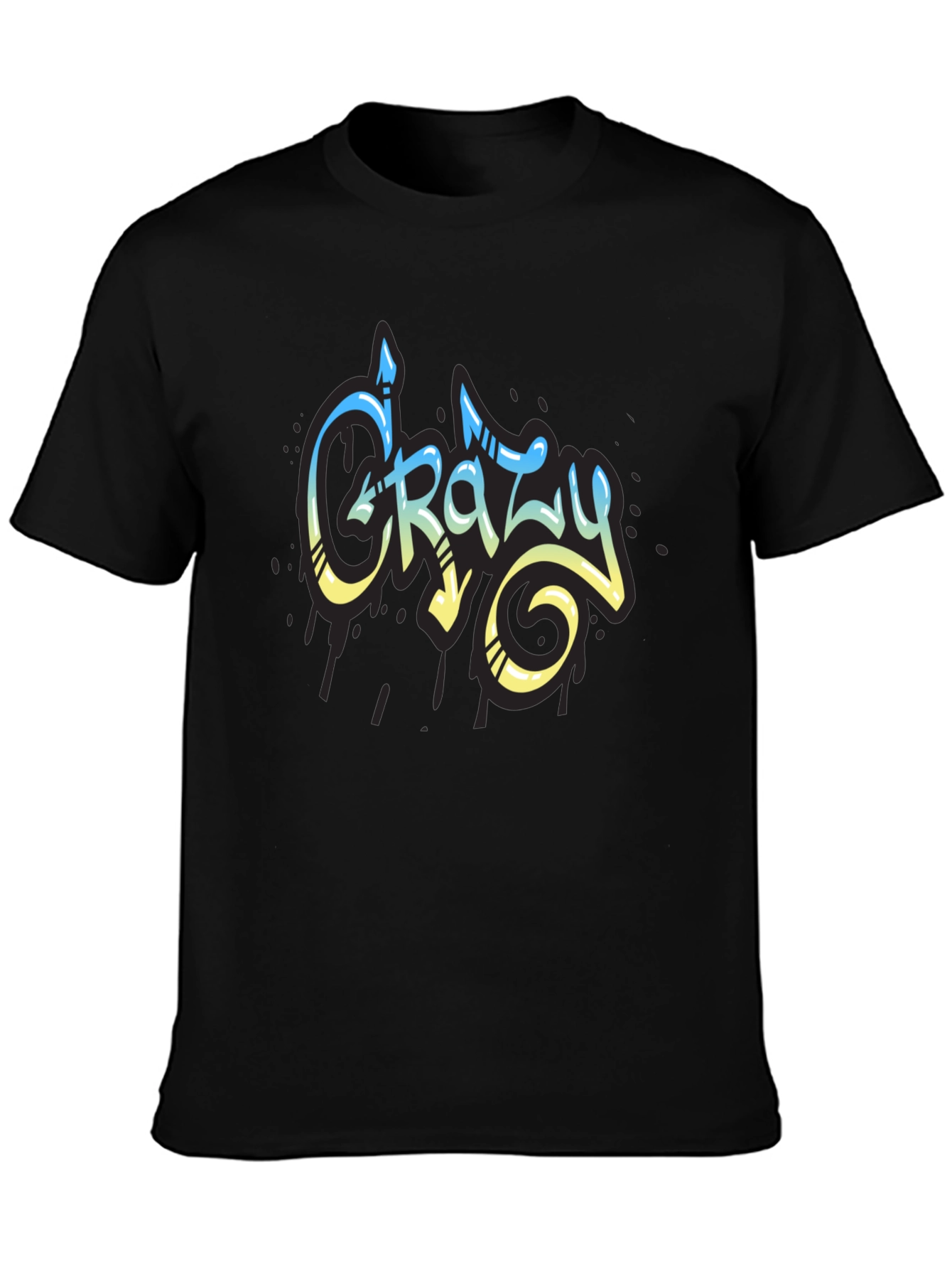 Black Crazy Graffiti Style Graphic T-Shirt view 3