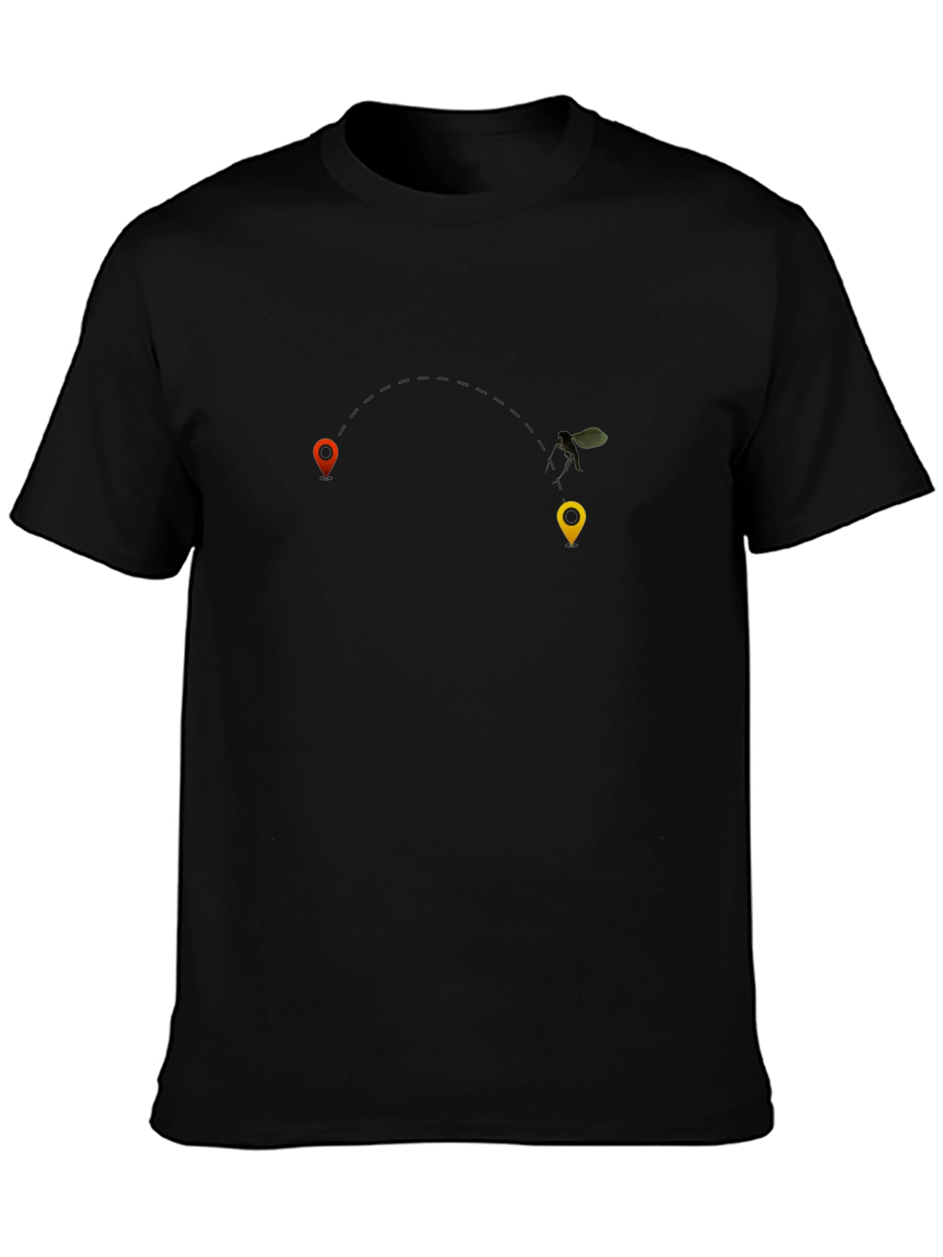 Black Men's Black Graphic Tee with Map Pin Design view 3