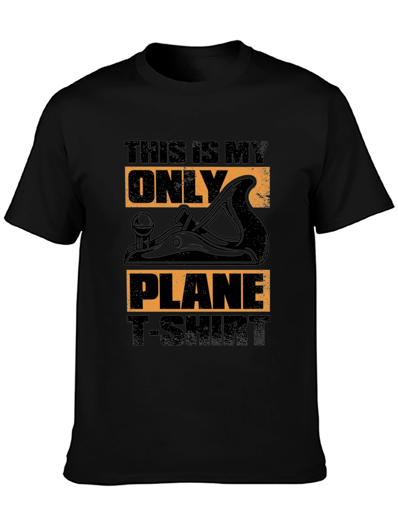 Black Funny Woodworking Plane T-Shirt view 3
