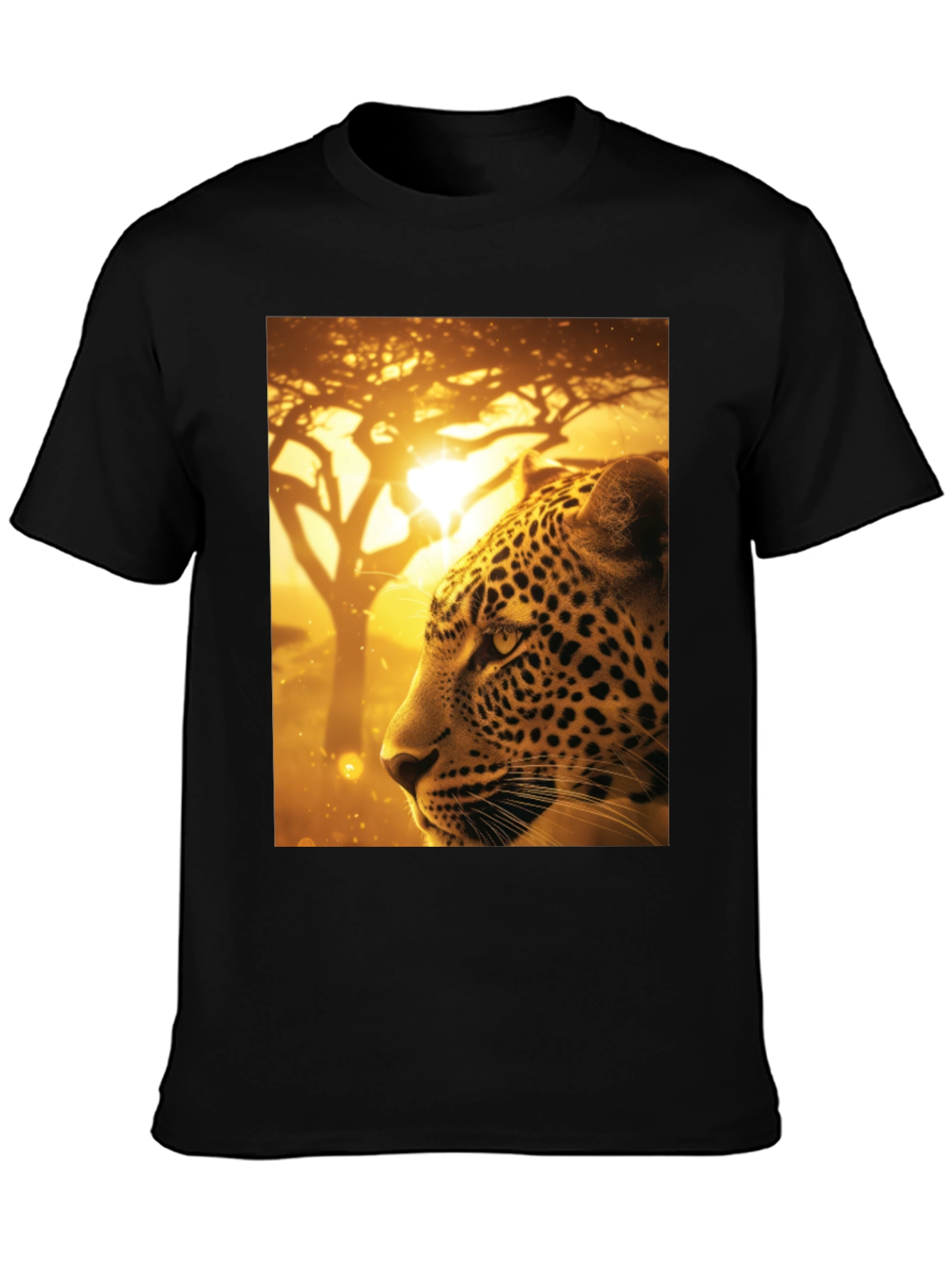 Black Leopard Graphic Print Black T-Shirt view 3