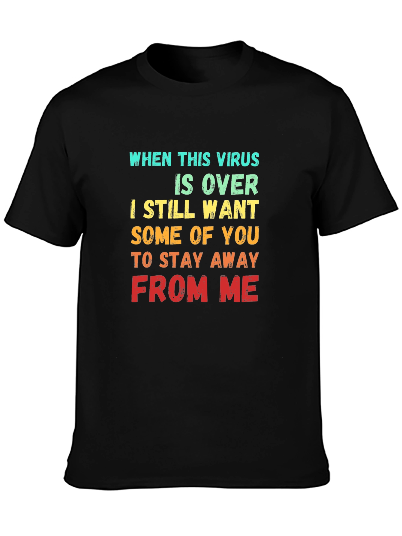 Black Funny Virus Slogan Graphic T-Shirt view 3