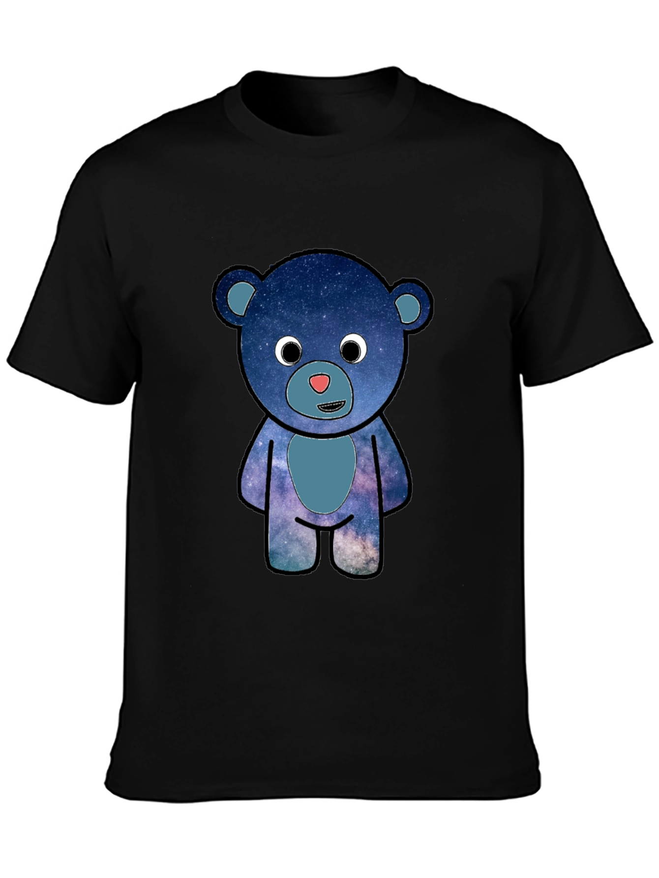 Black Galaxy Bear Graphic T-Shirt - Black Cotton Blend view 3