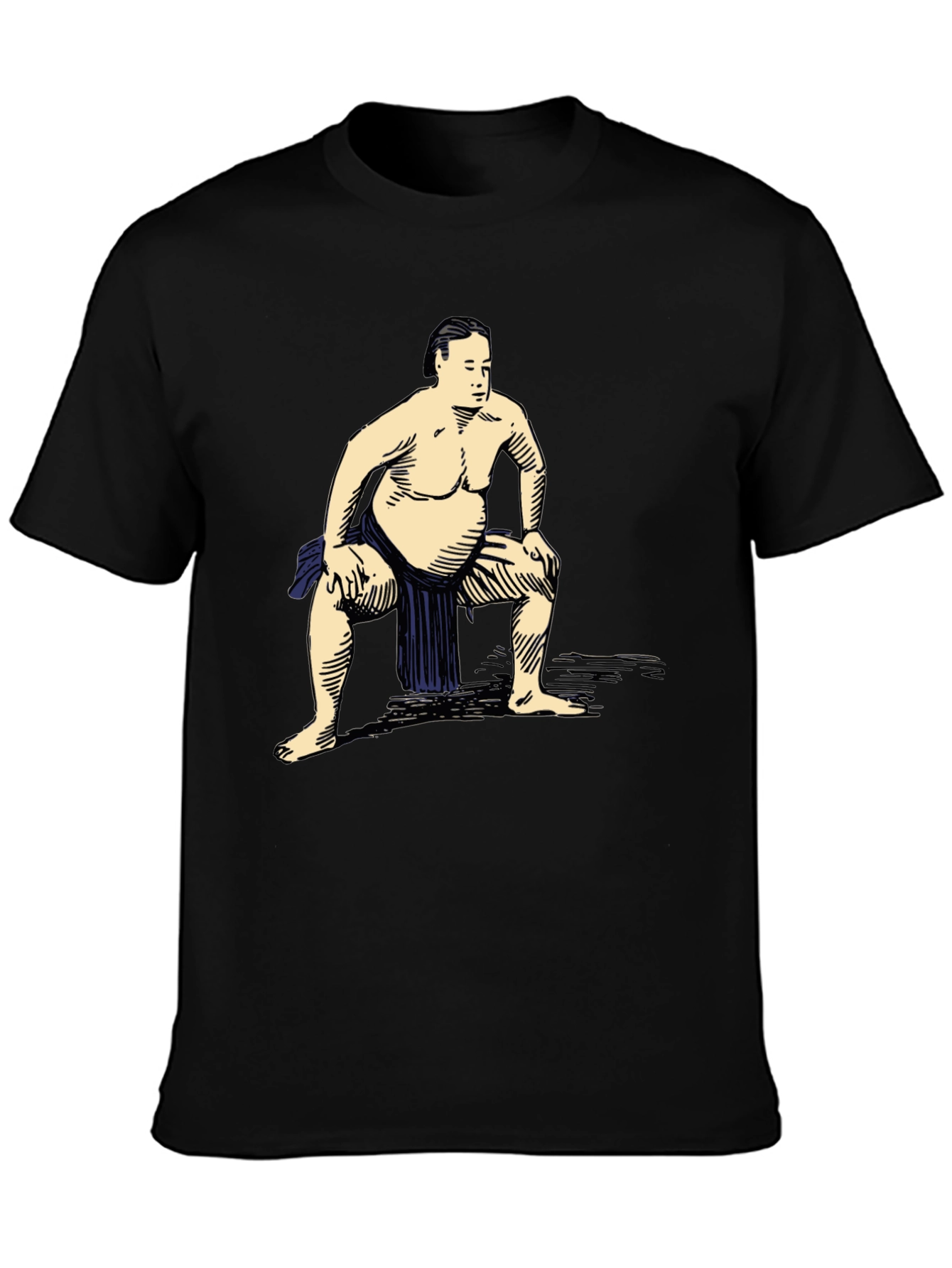 Black Sumo Wrestler Graphic T-Shirt - Casual Black Tee view 3