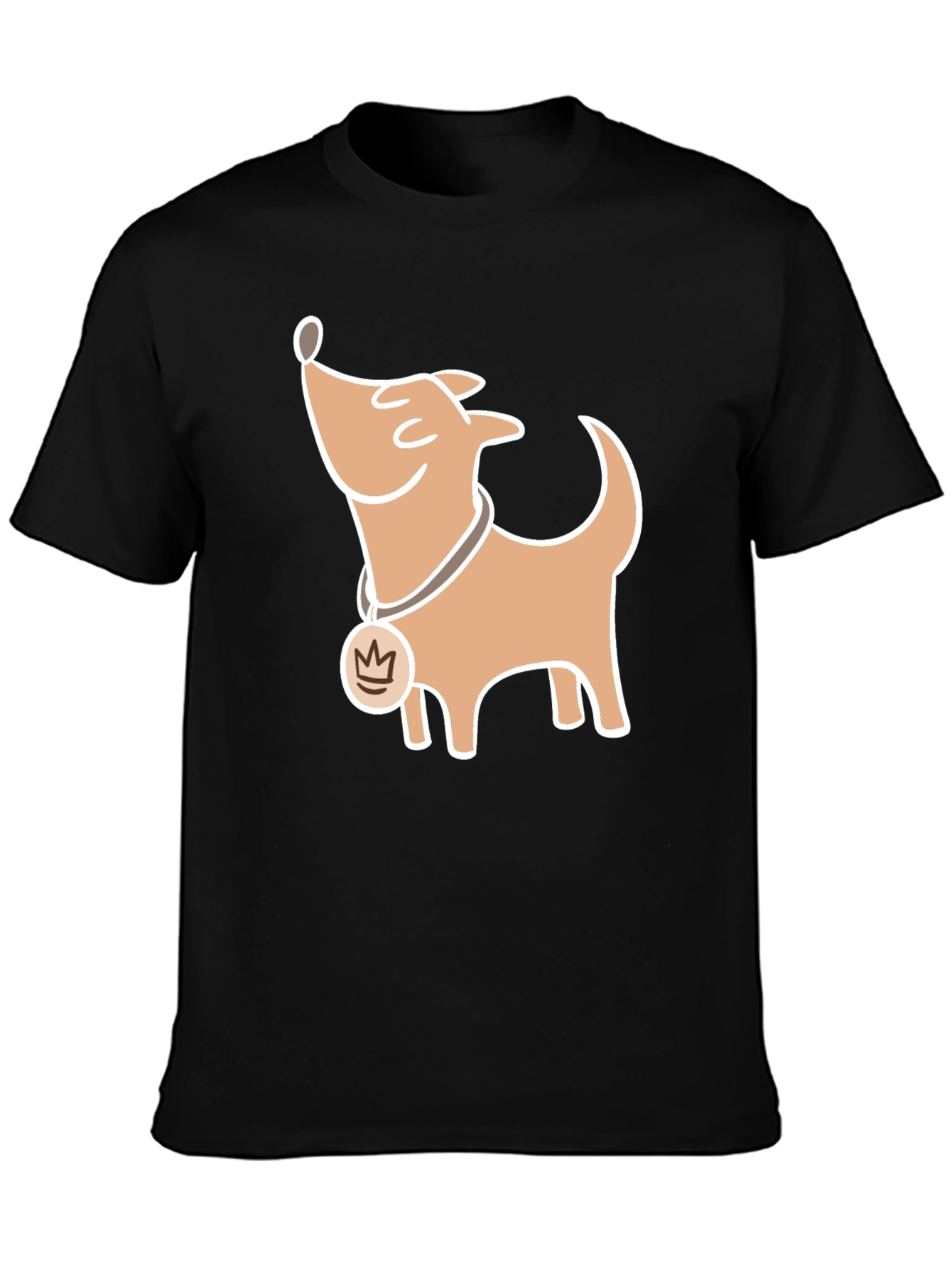 Black Cartoon Dog Graphic T-Shirt, Casual Style view 3