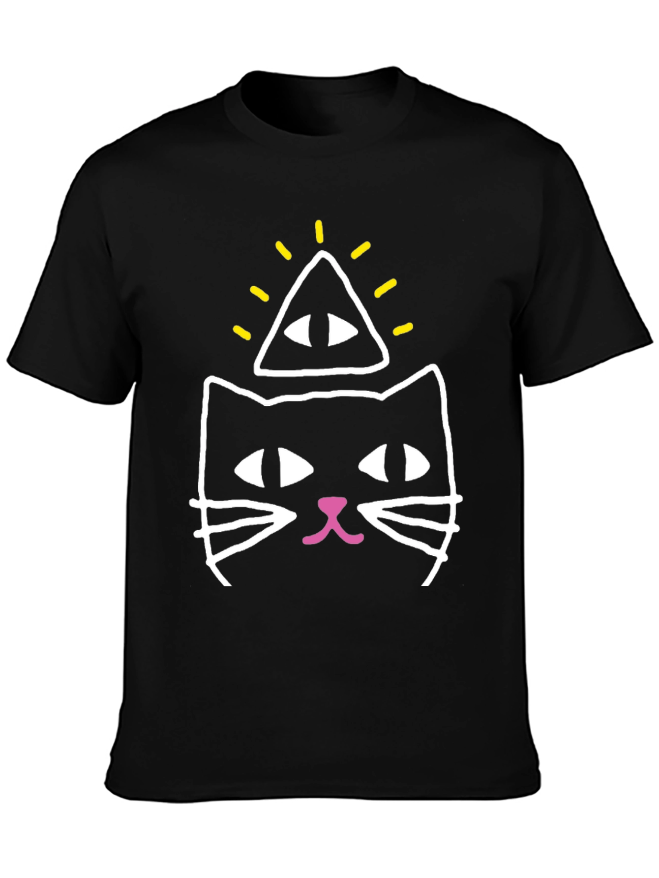 Black Illuminati Cat Graphic Tee - Black Cotton Blend view 3