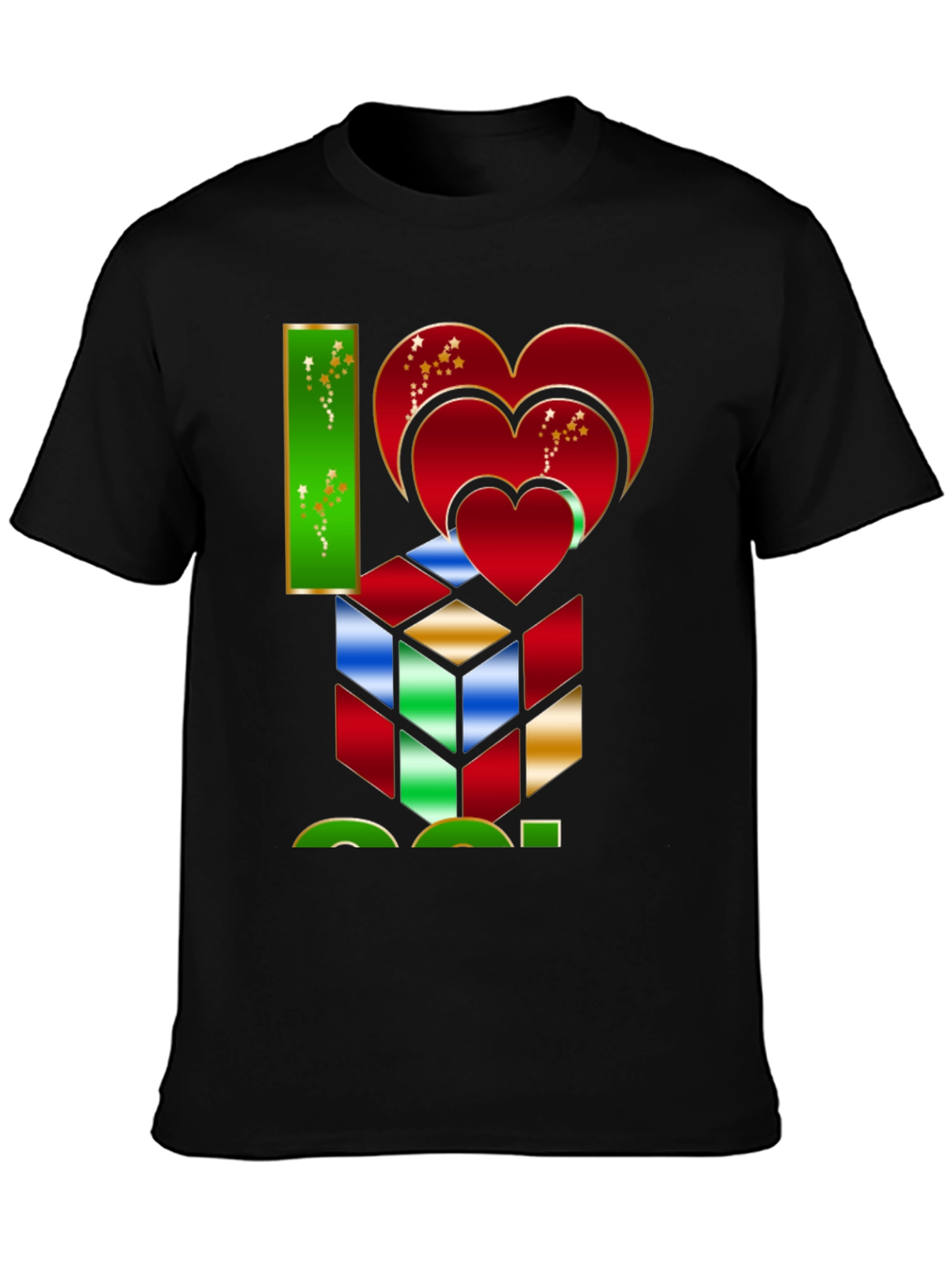 Black I Heart Cube Graphic Tee - Puzzle Lover's Shirt view 3