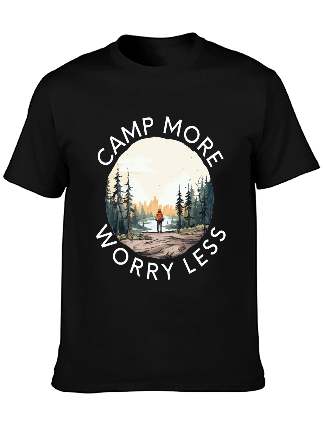 Black Camp More Worry Less Graphic T-Shirt view 3