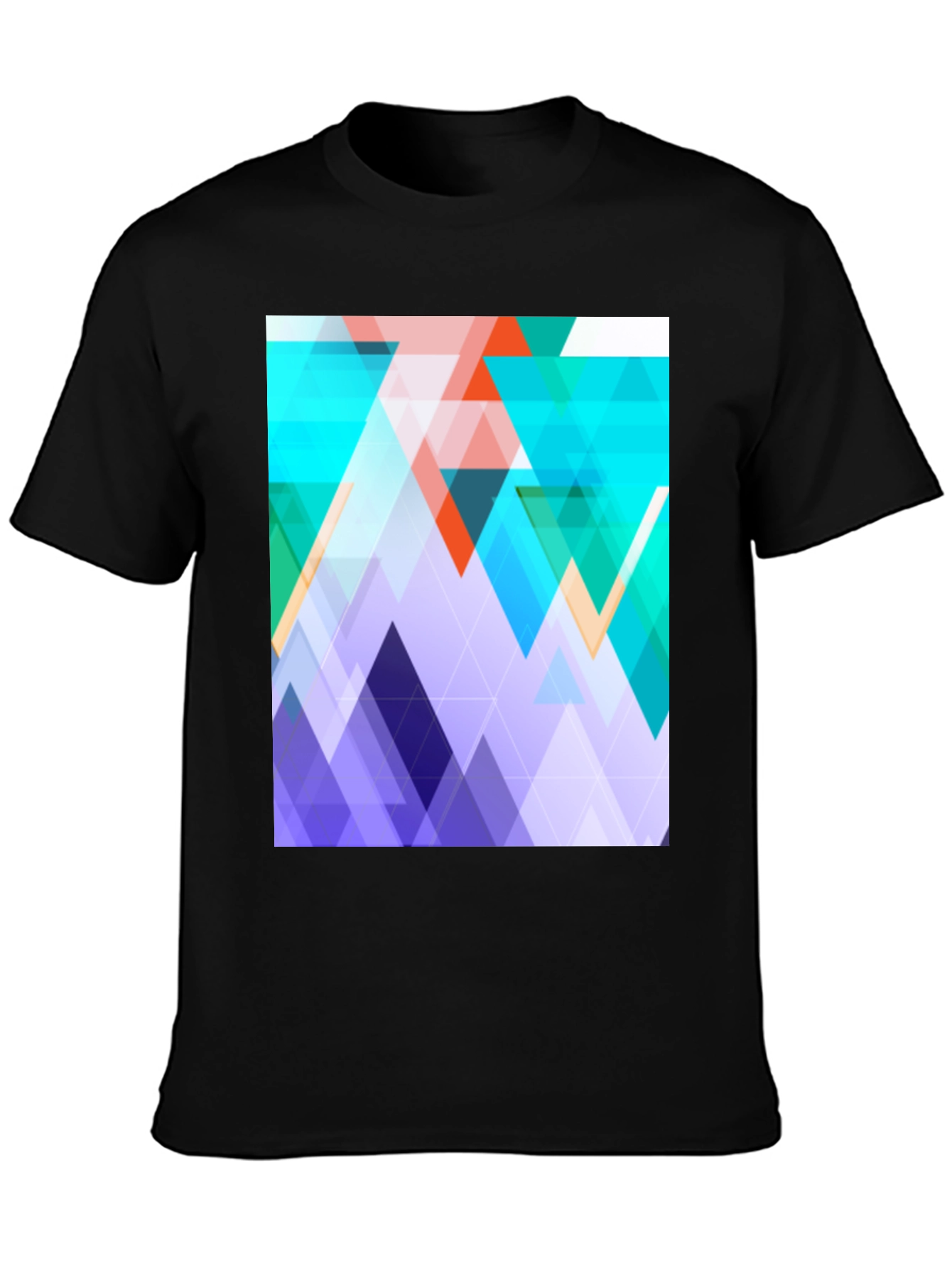 Black Geometric Triangle T-Shirt - Modern Abstract Design view 3