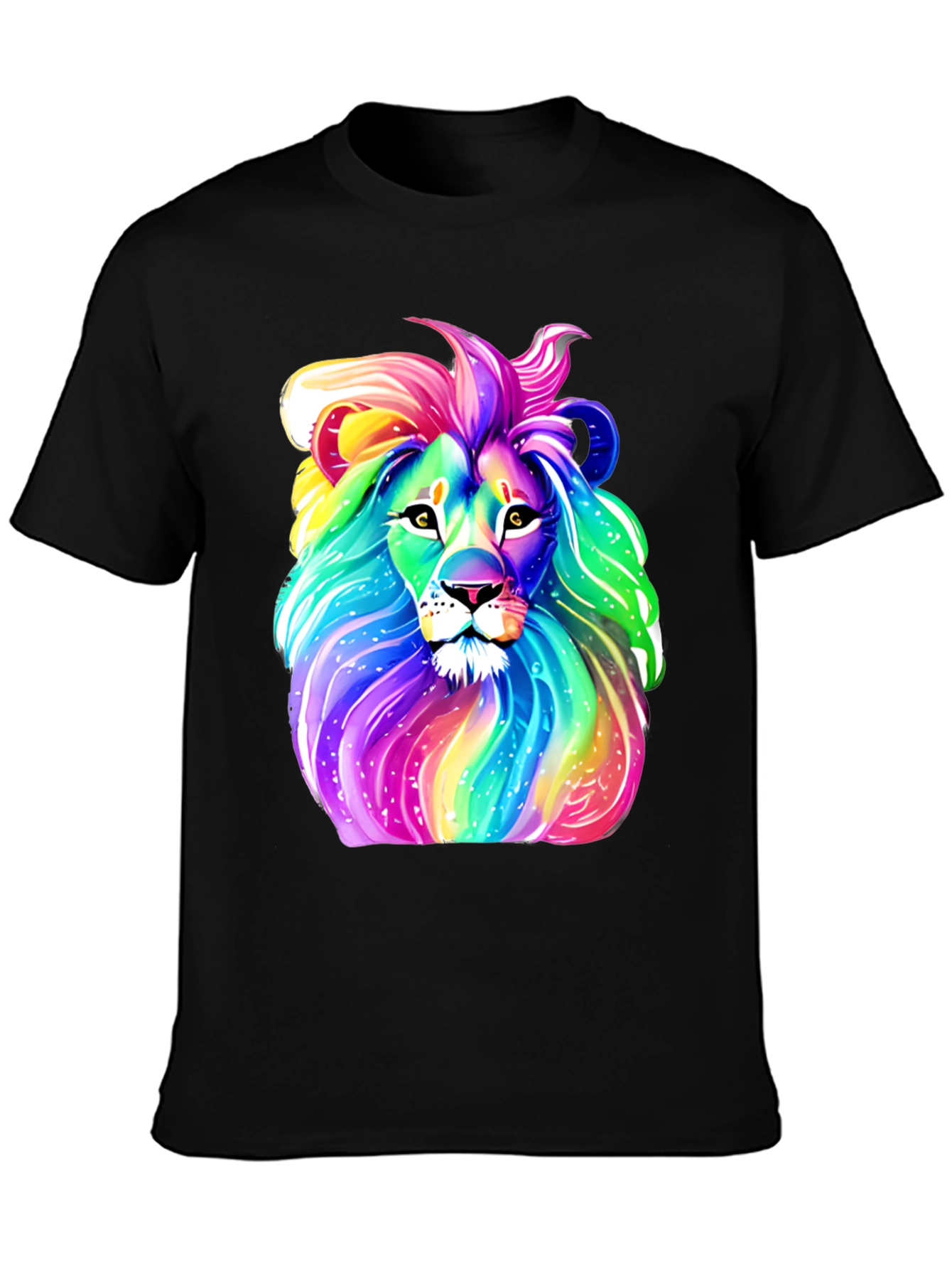 Black Rainbow Lion Graphic Tee - Men's Black T-Shirt view 3