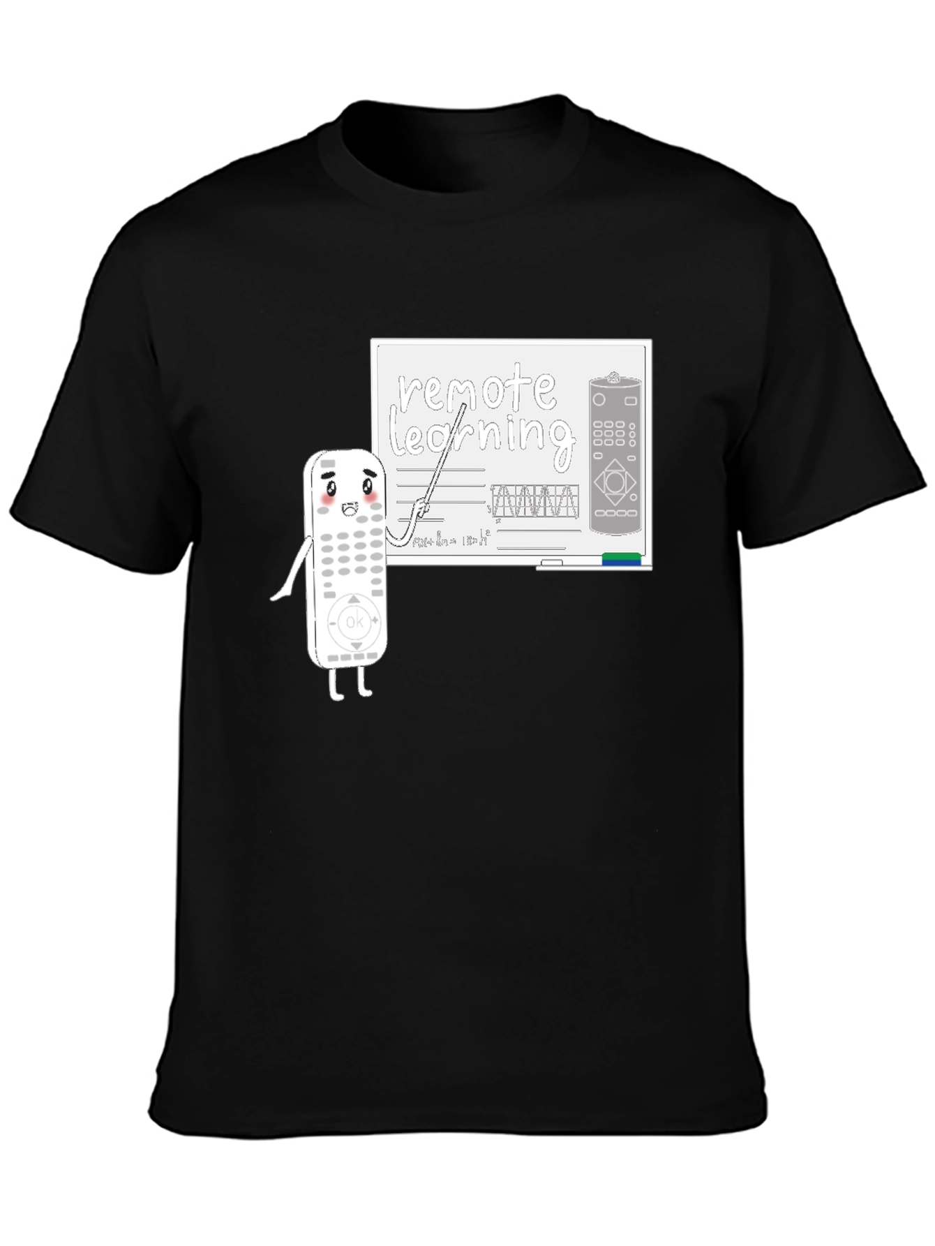 Black Remote Learning T-Shirt - Funny Cartoon Remote Teacher Tee view 3
