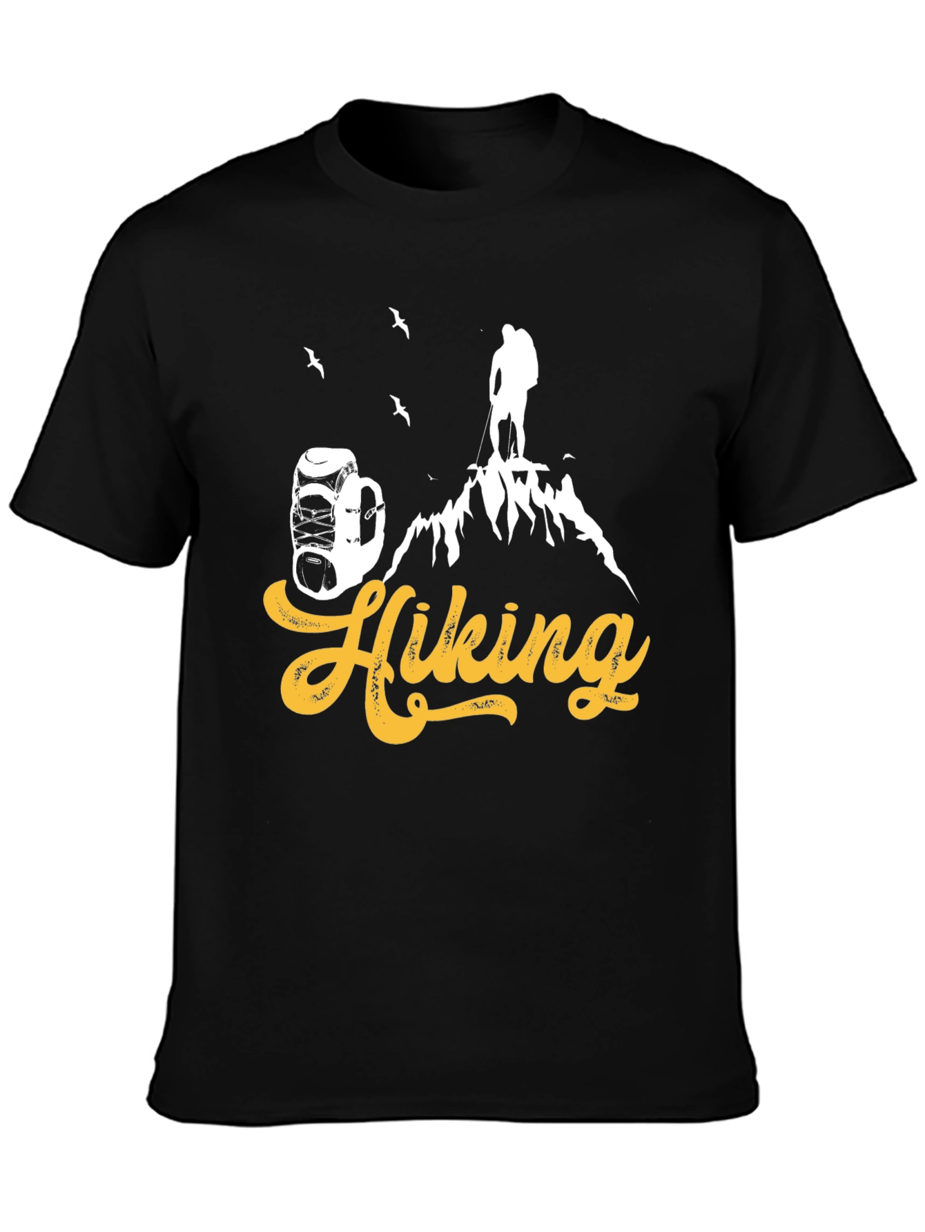 Black Hiking Adventure T-Shirt - Black Cotton Tee view 3