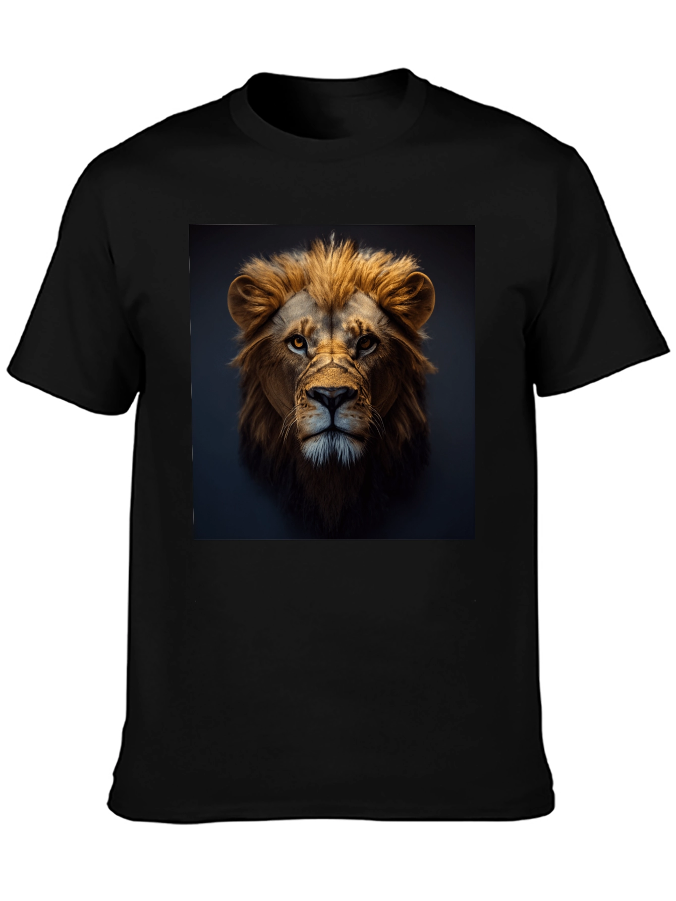 Black Lion Portrait Black T-Shirt view 3