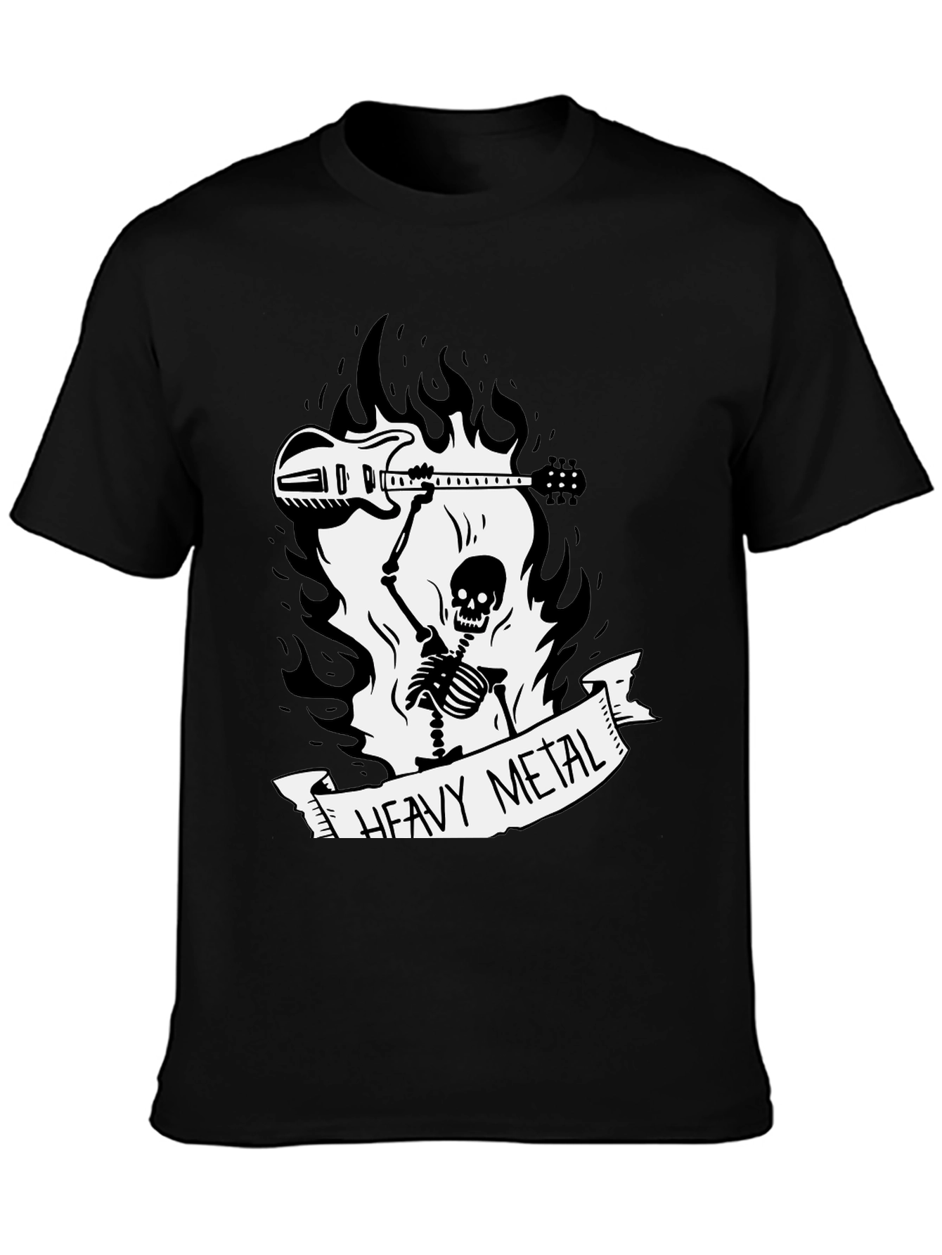 Black Heavy Metal Skeleton Graphic Tee view 3