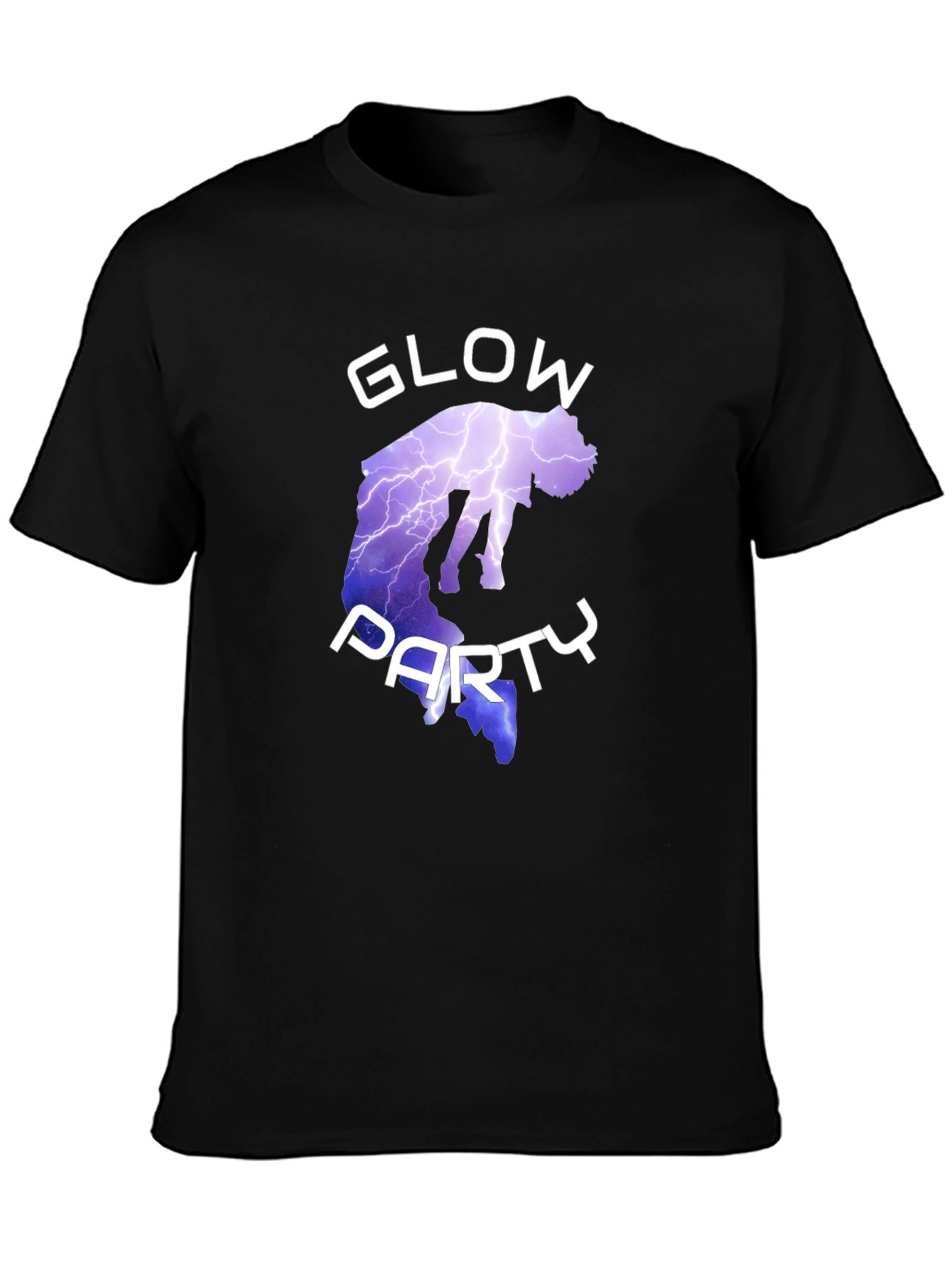 Black Glow Party Graphic Tee - Short Sleeve Cotton T-Shirt view 3