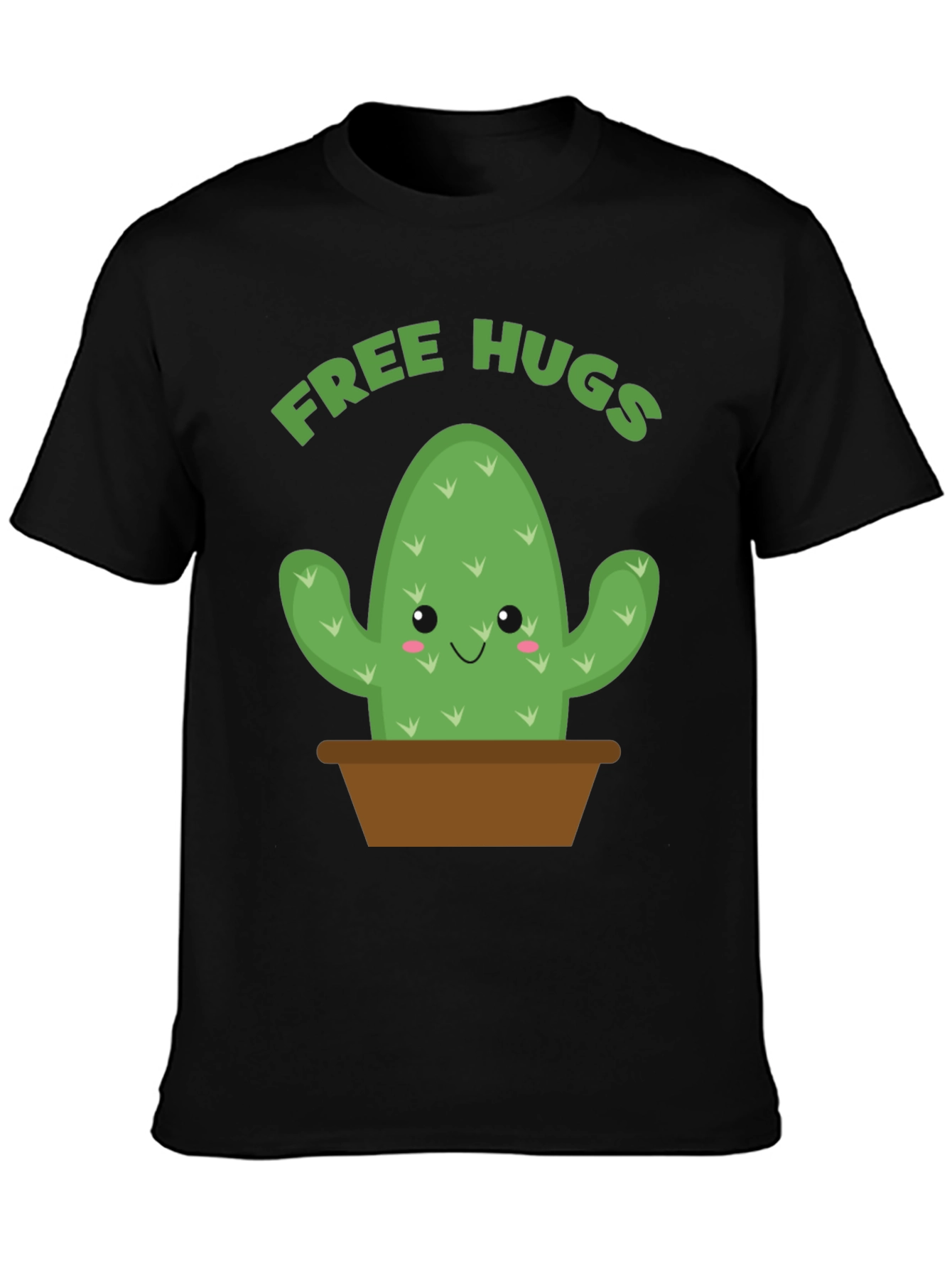 Black Free Hugs Cactus Graphic Tee view 3