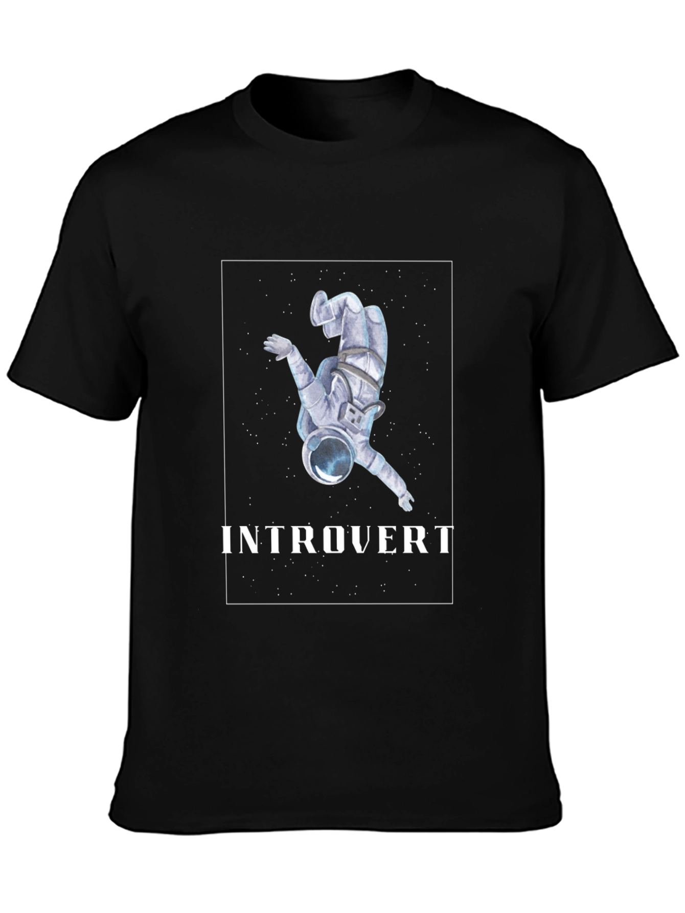 Black Introvert Astronaut Graphic T-Shirt view 3