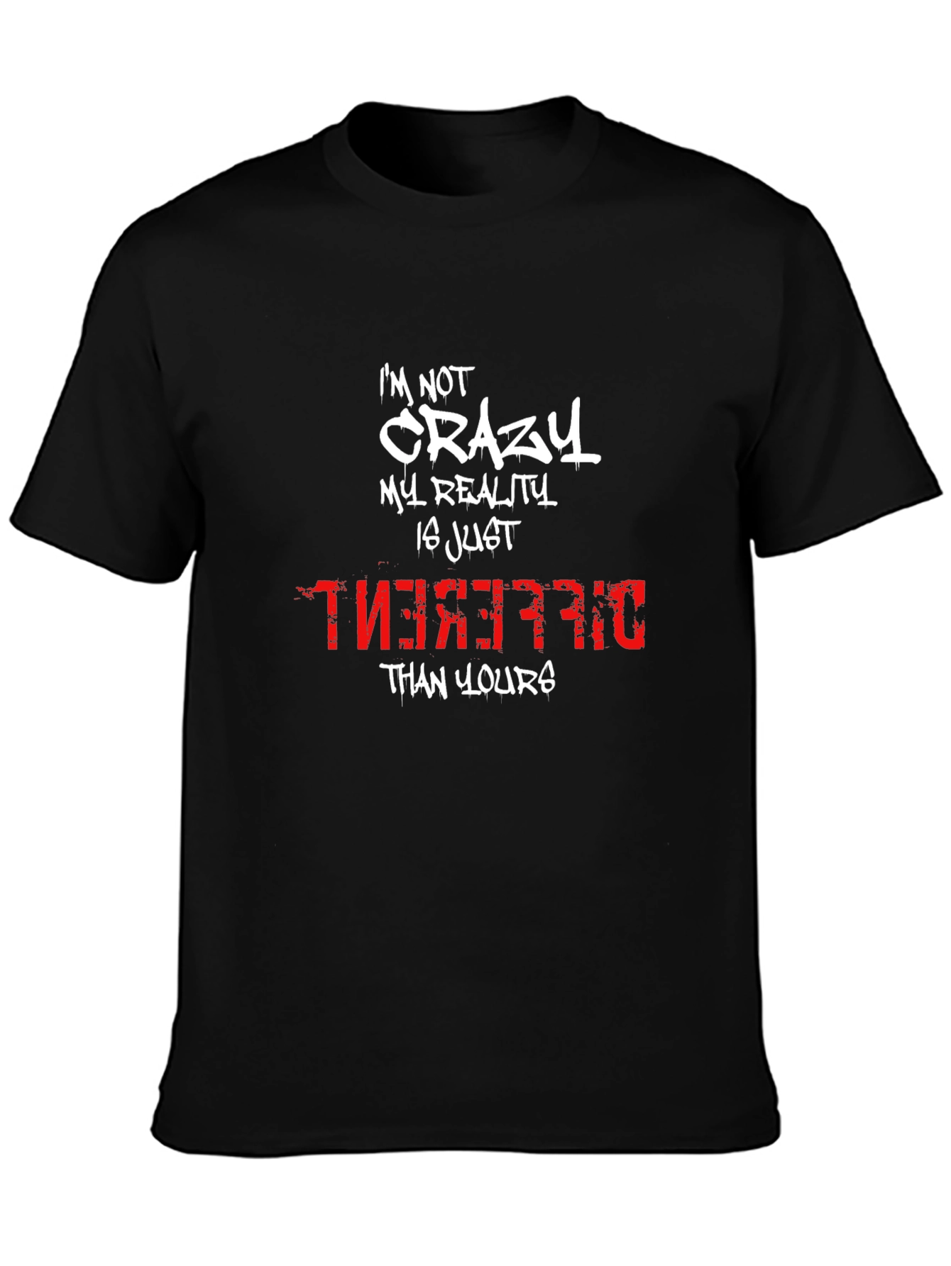 Black Crazy Reality Graphic Tee - Men's Black T-Shirt view 3