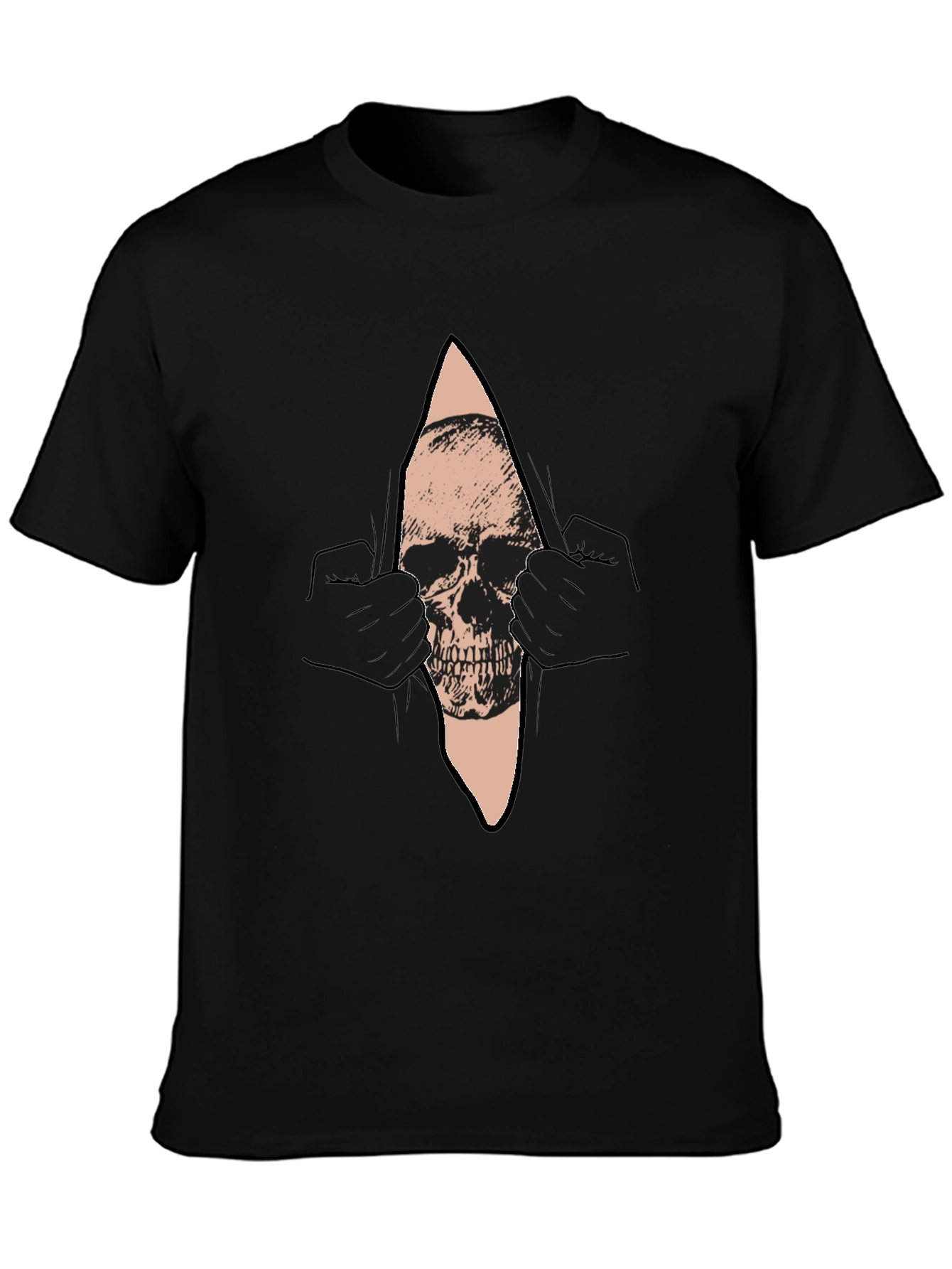 Black Skull Graphic T-Shirt - Men's Black Crew Neck Tee view 3