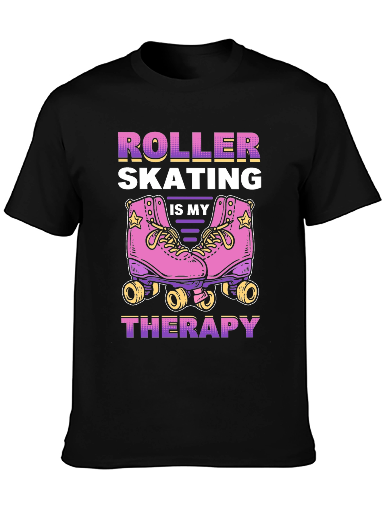 Black Roller Skating is My Therapy T-Shirt view 3