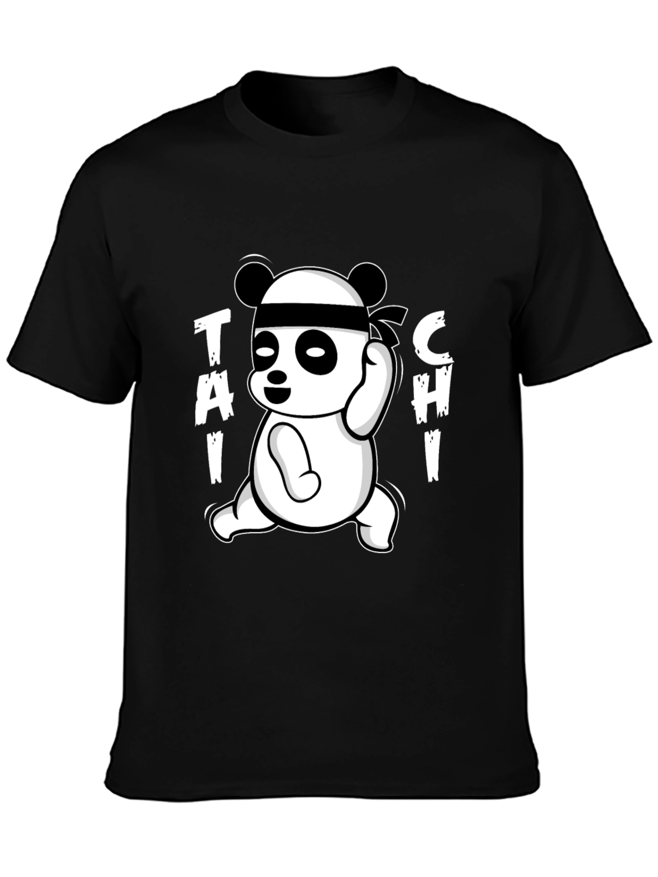 Black Tai Chi Panda Black T-Shirt view 3