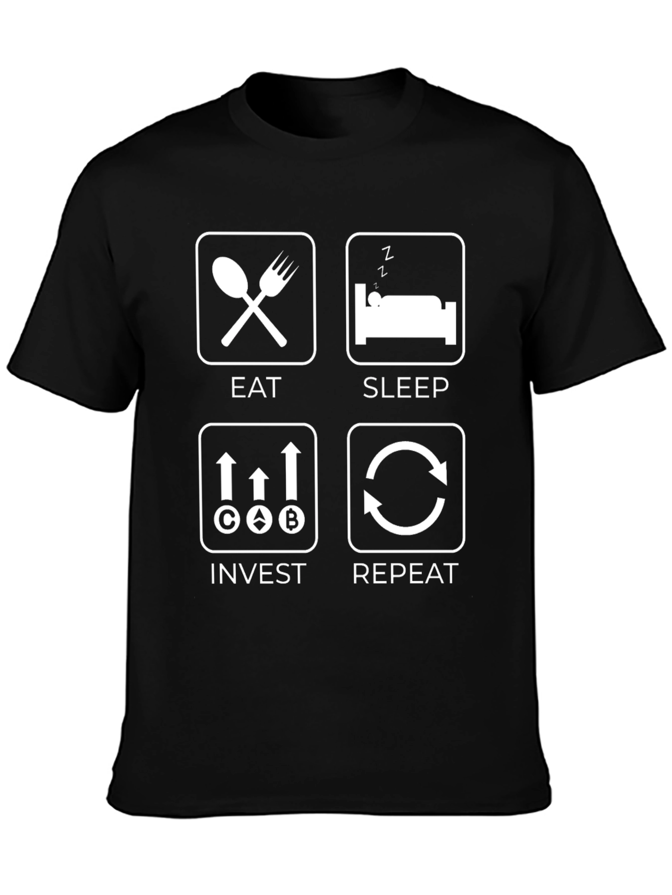 Black Eat Sleep Invest Repeat Graphic Tee view 3
