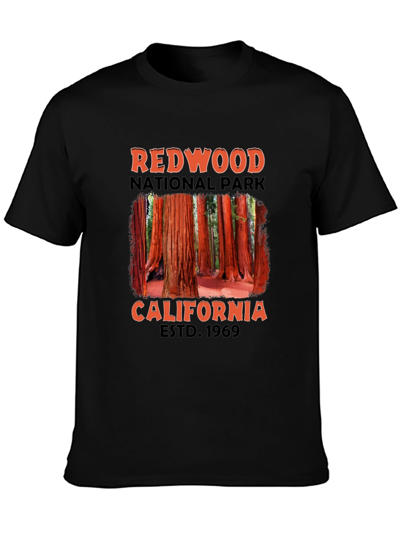 Black Redwood National Park Black T-Shirt view 3