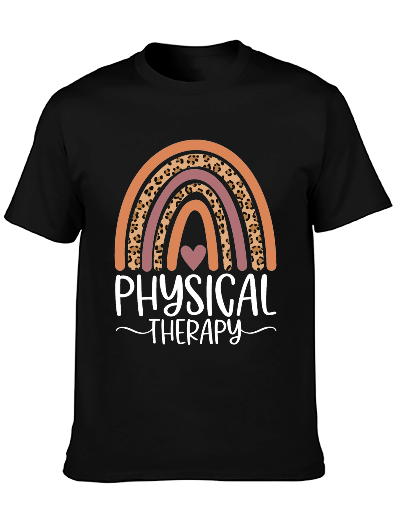 Black Physical Therapy Rainbow Leopard T-Shirt view 3