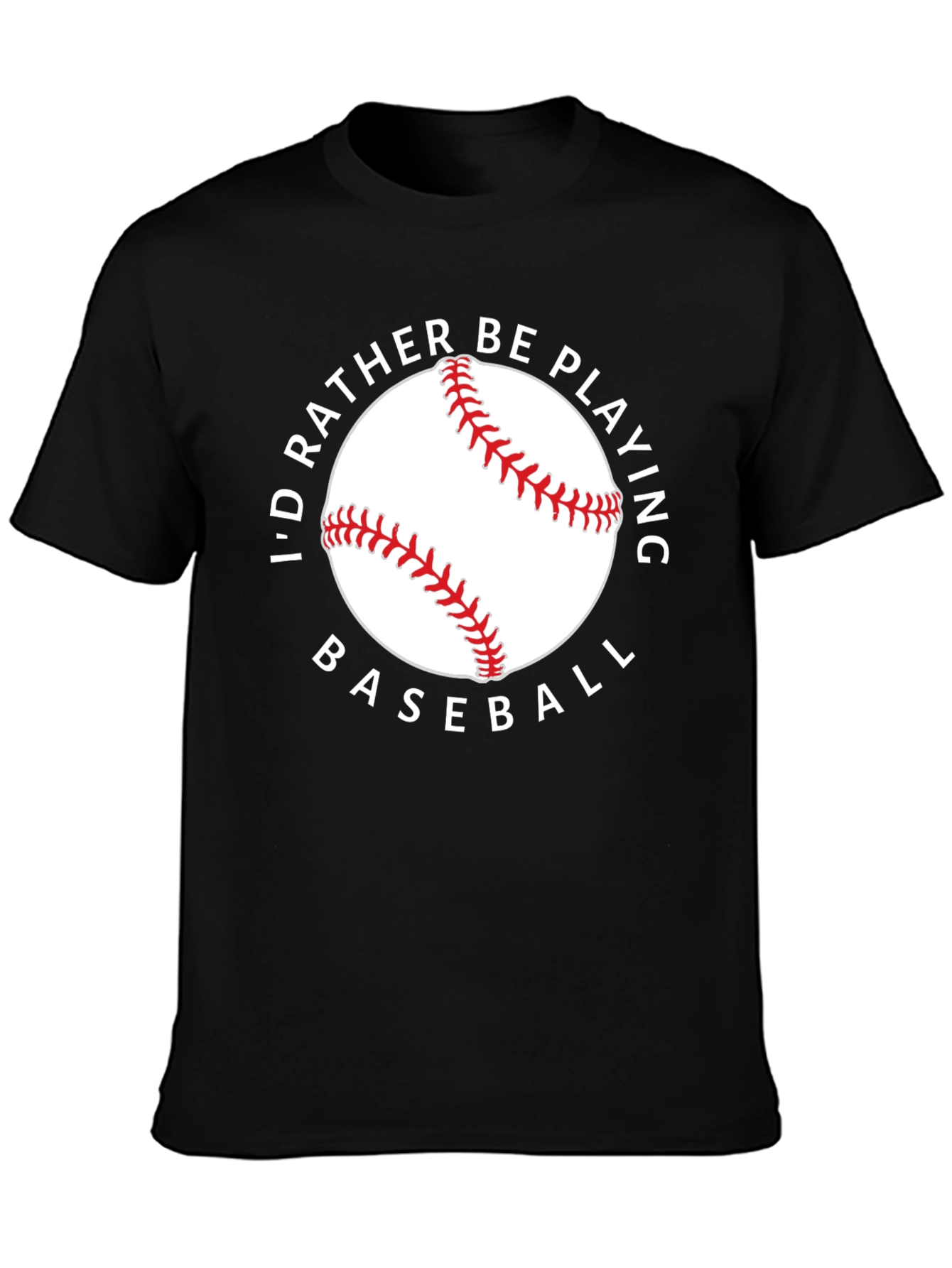 Black I'd Rather Be Playing Baseball Black Tee view 3