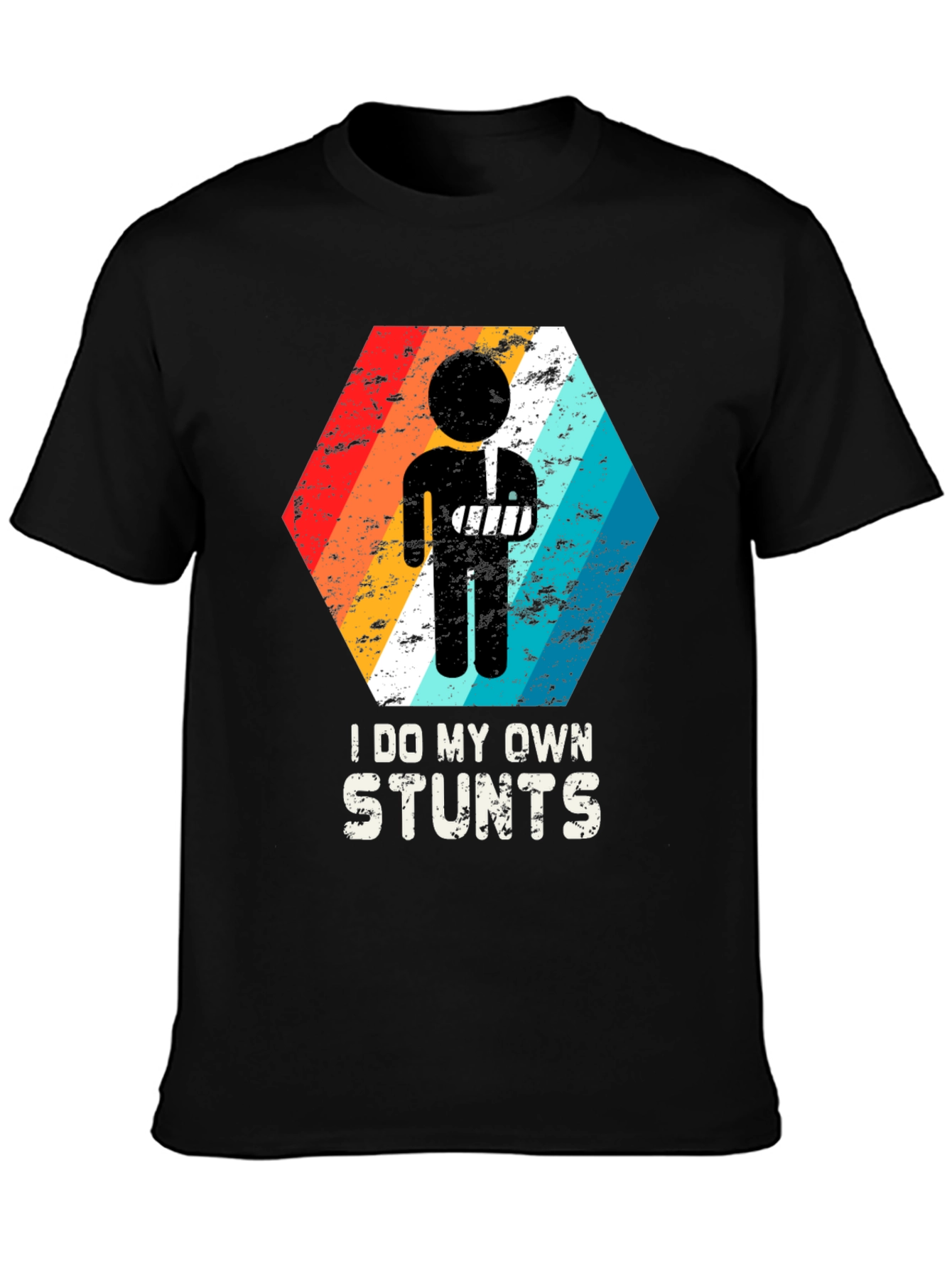 Black I Do My Own Stunts Broken Arm T-Shirt view 3