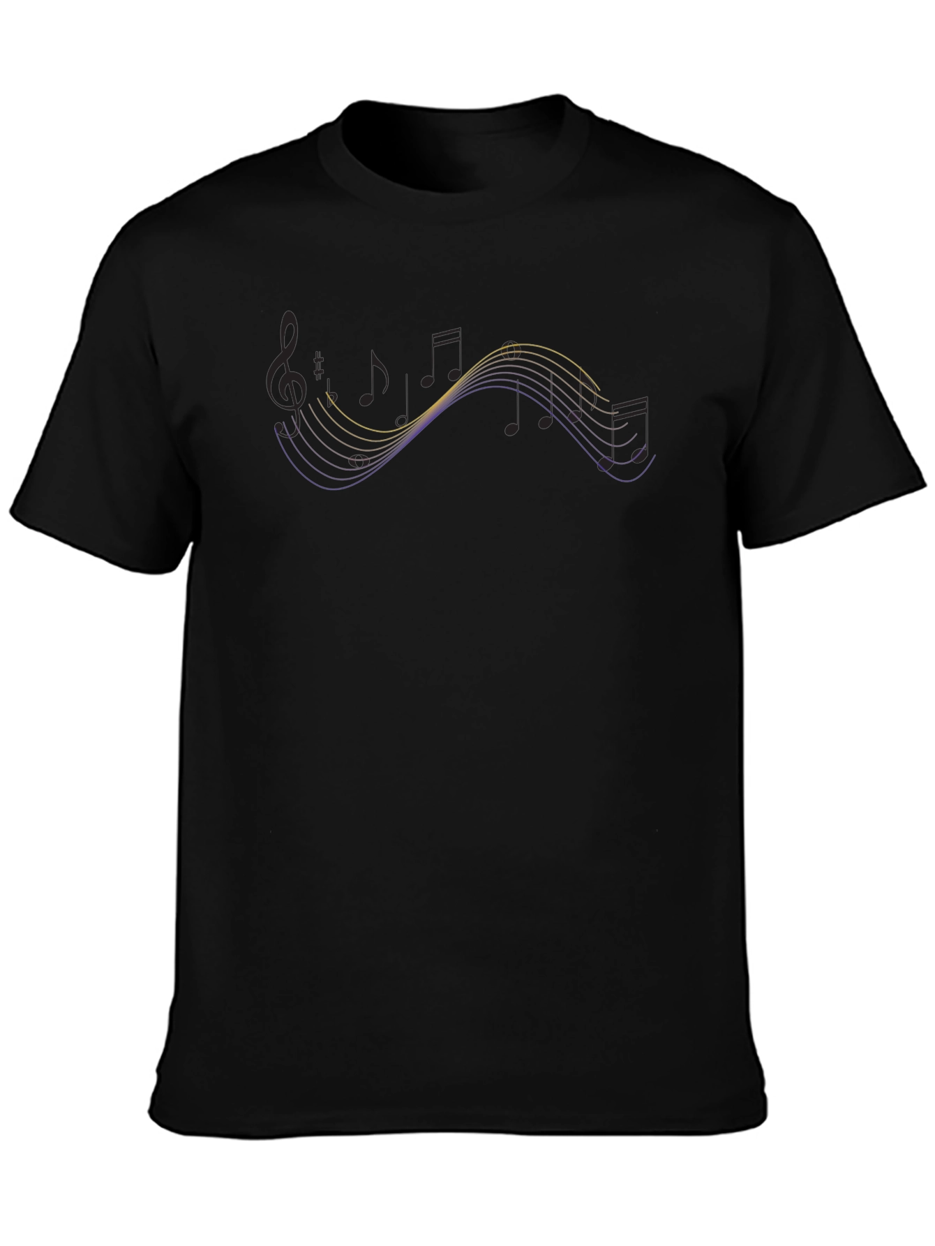 Black Musical Notes Graphic Black T-Shirt view 3