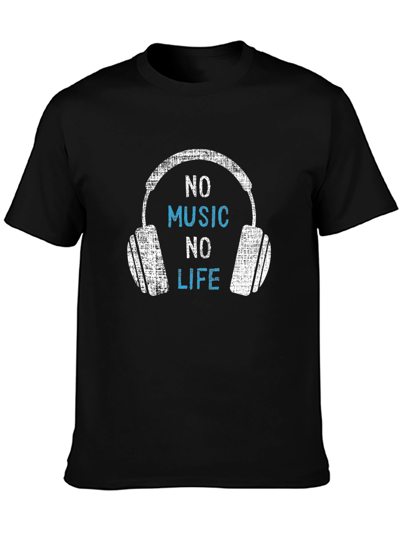 Black No Music No Life T-Shirt - Music Lover Tee view 3