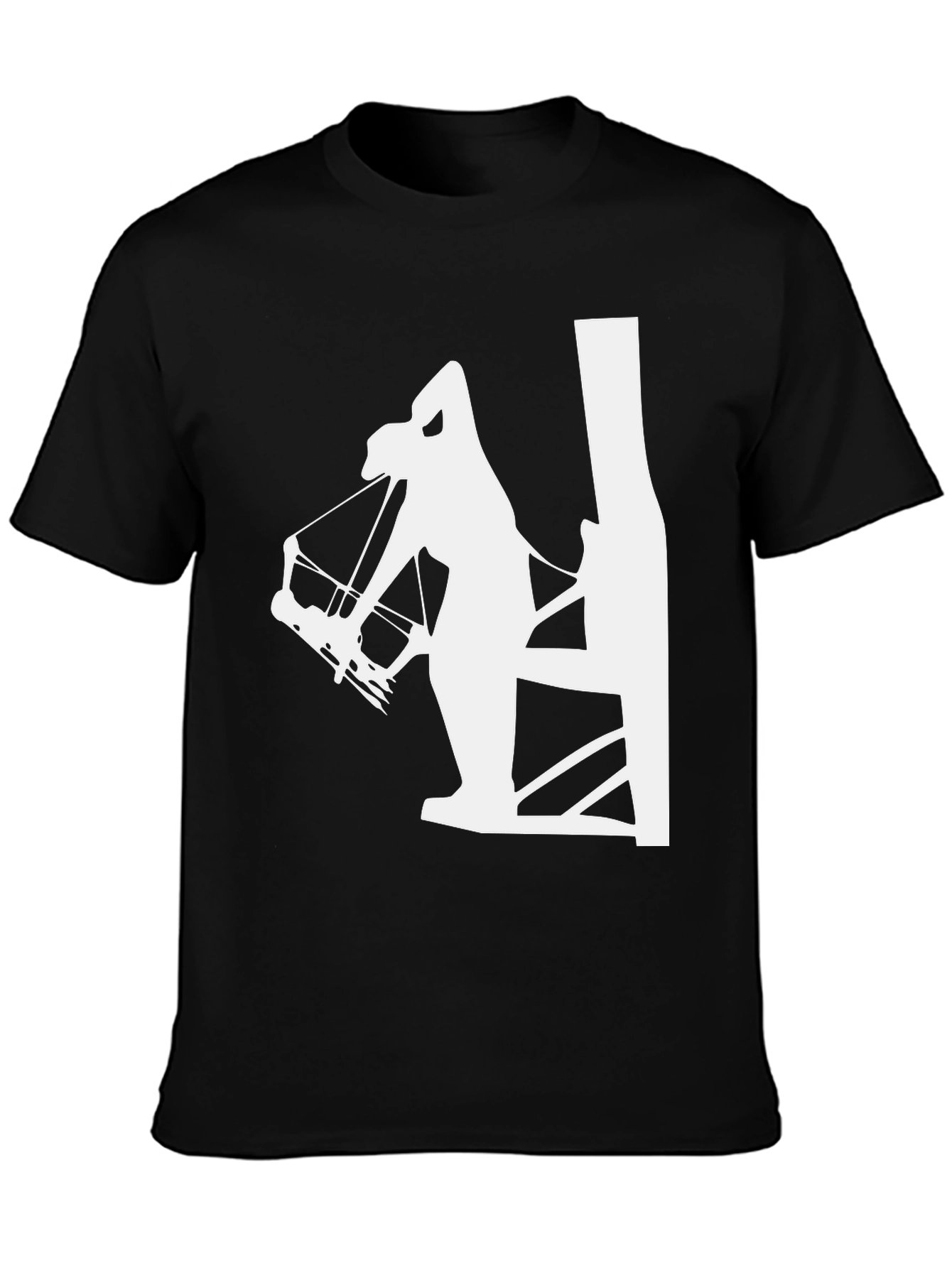 Black Archer Silhouette Graphic Tee - Black Cotton T-Shirt view 3