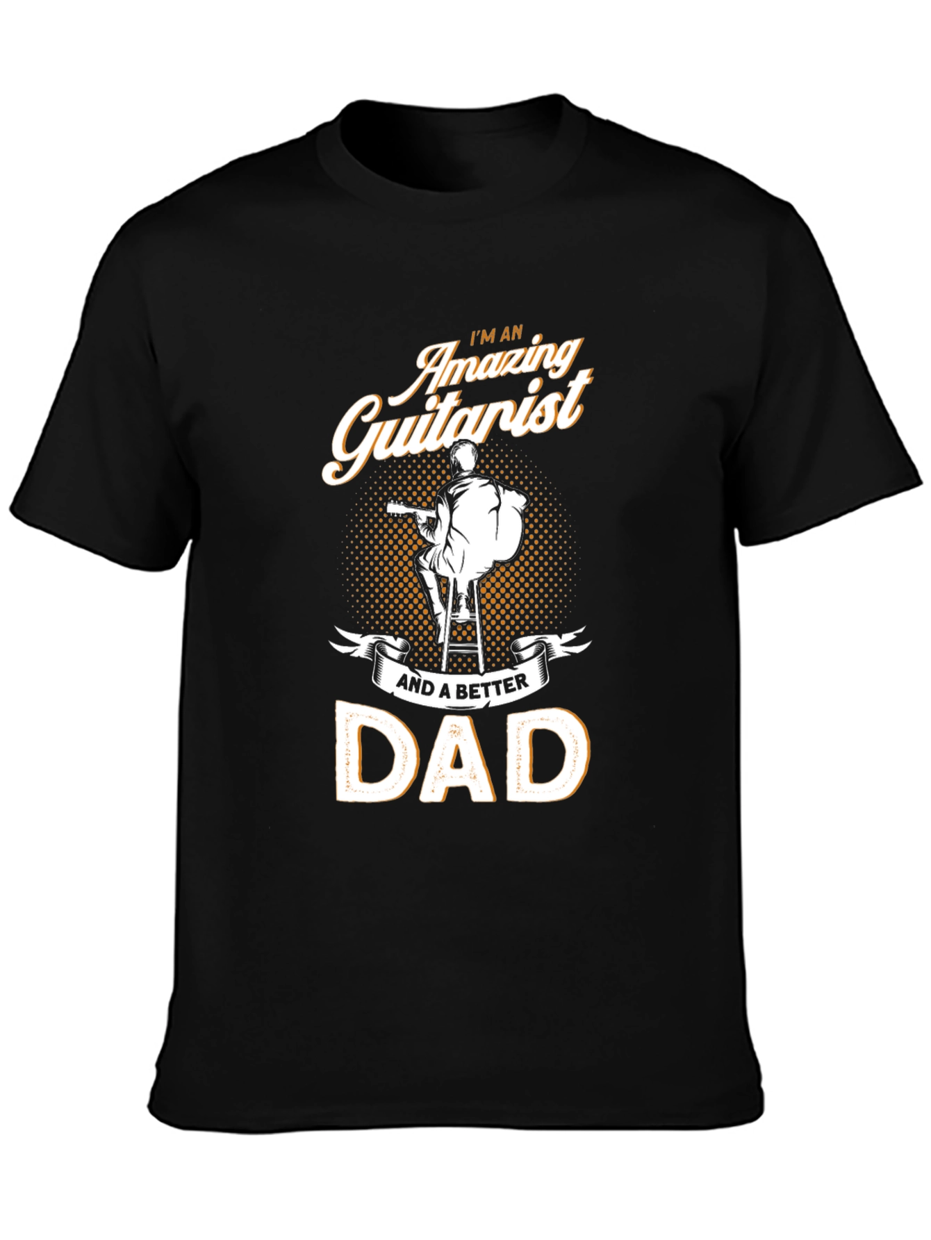 Black Amazing Guitarist Dad Black T-Shirt view 3