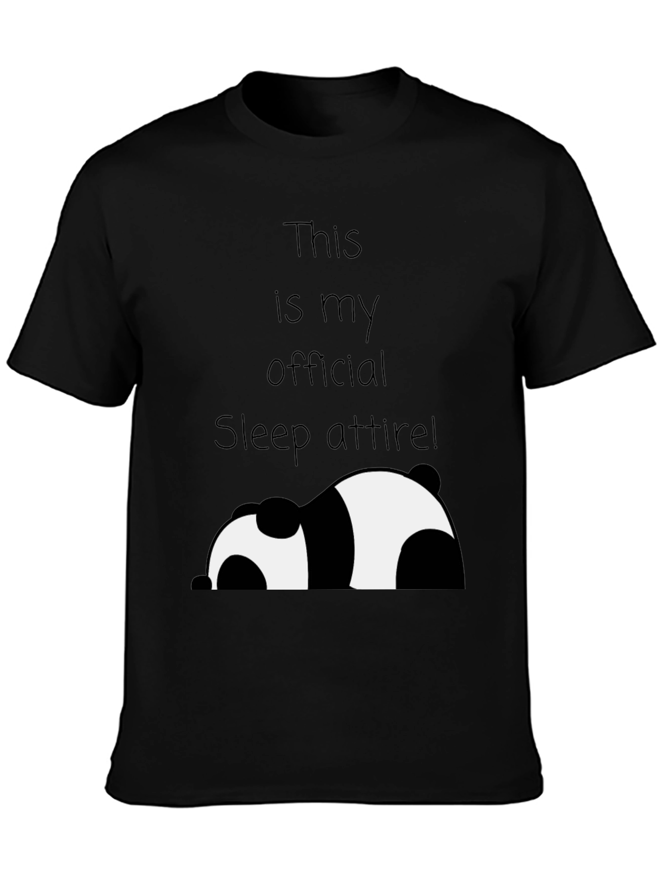 Black Funny Panda Sleep Attire T-Shirt view 3