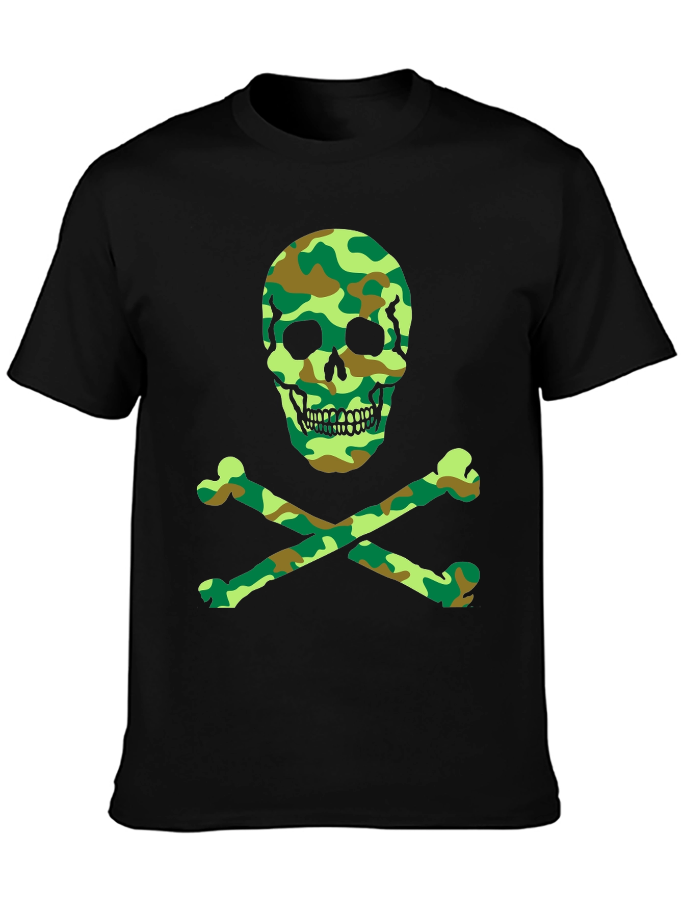Black Camo Skull & Crossbones Graphic T-Shirt view 3