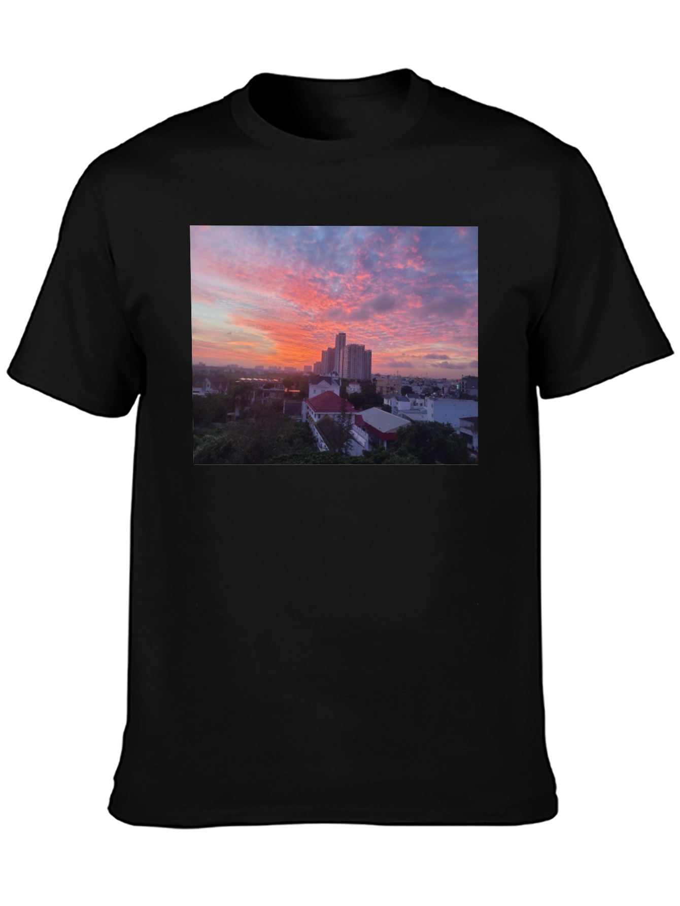 Black Sunset Cityscape Graphic Tee view 3