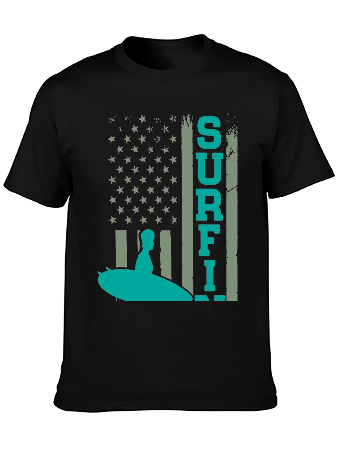 Black Surf American Flag T-Shirt view 3
