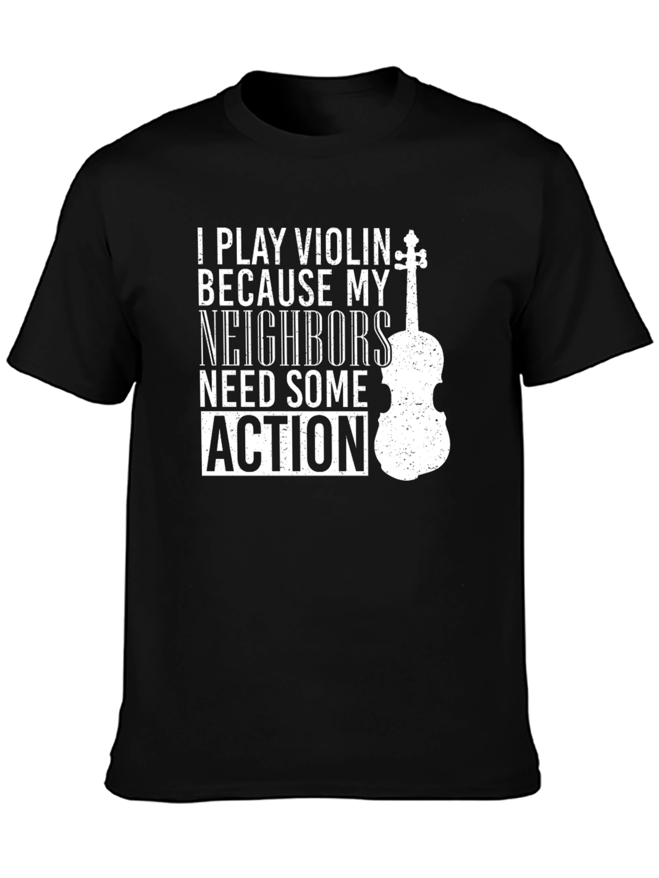 Black Funny Violin Player Graphic Tee view 3