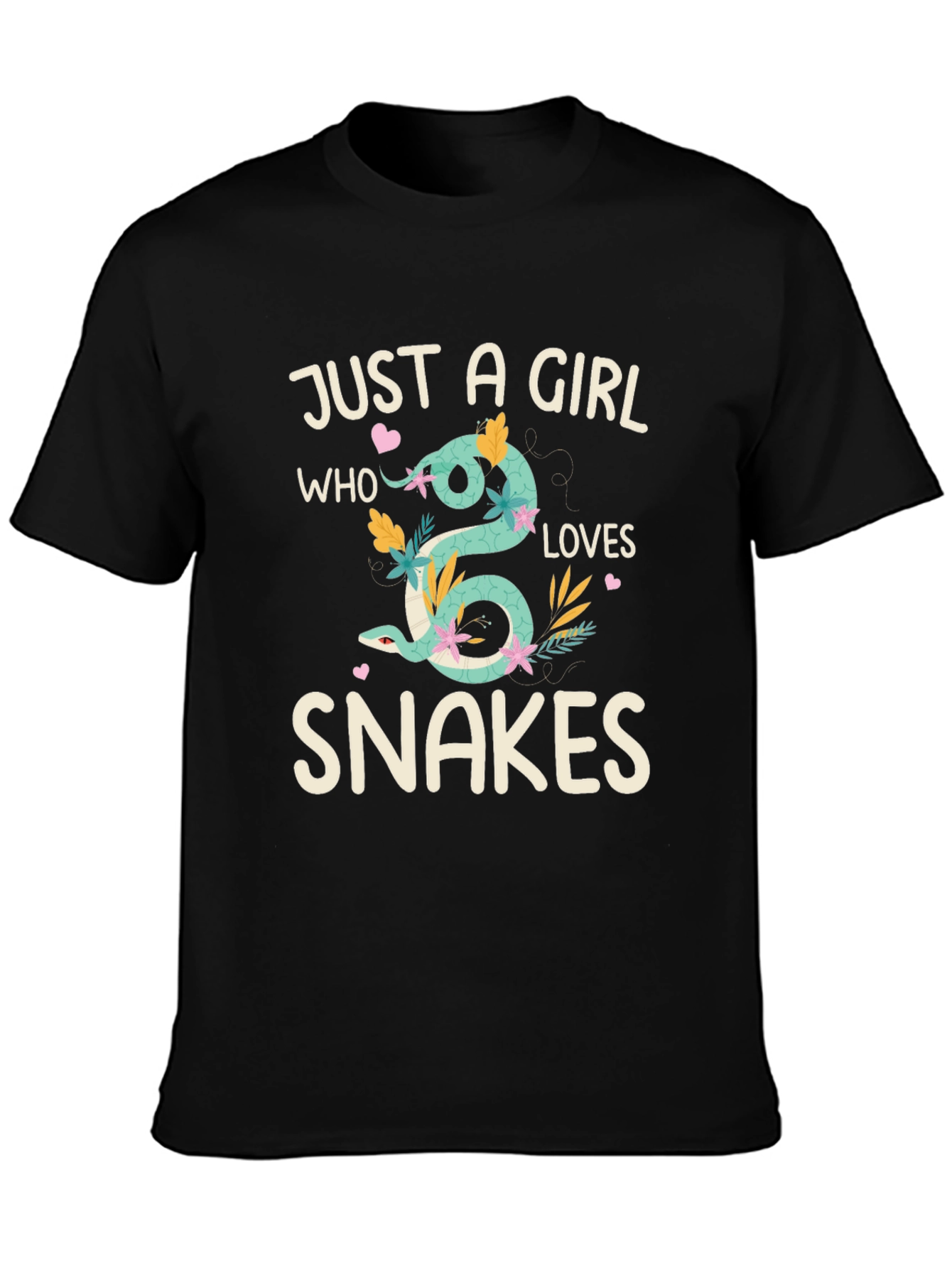 Black Just A Girl Who Loves Snakes T-Shirt view 3