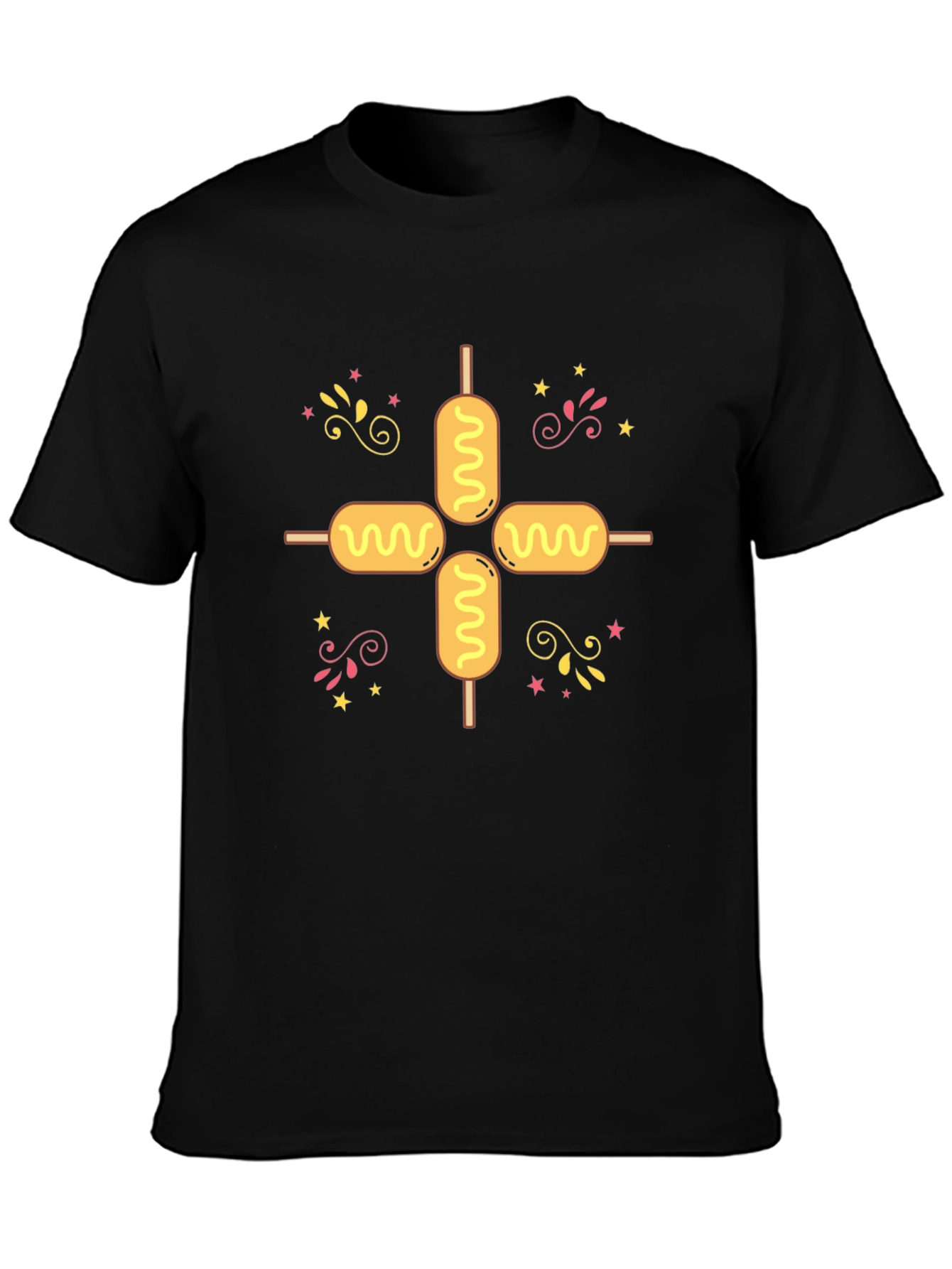 Black Corn Dog Pattern Tee view 3