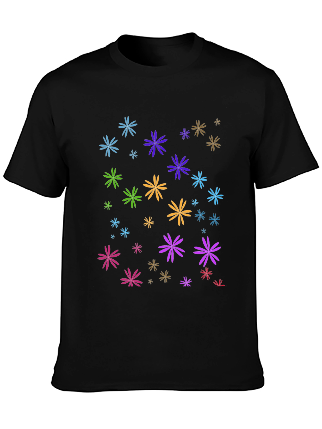 Black Floral Burst Black T-Shirt view 3