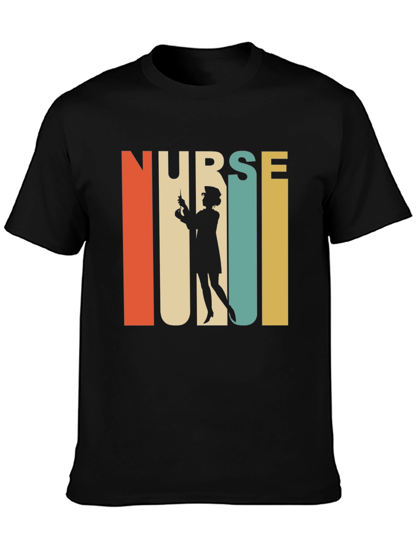 Black Retro Nurse Graphic T-Shirt - Vintage Style Tee view 3