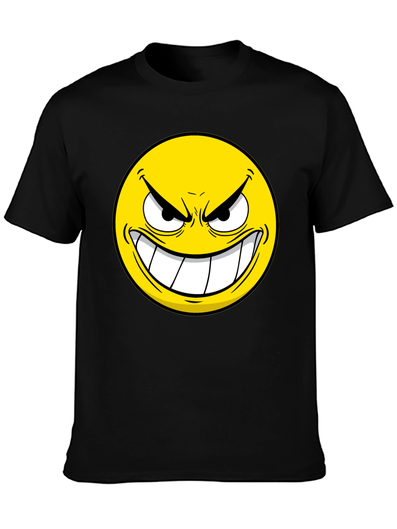 Black Evil Emoji Graphic Tee - Black Cotton T-Shirt view 3