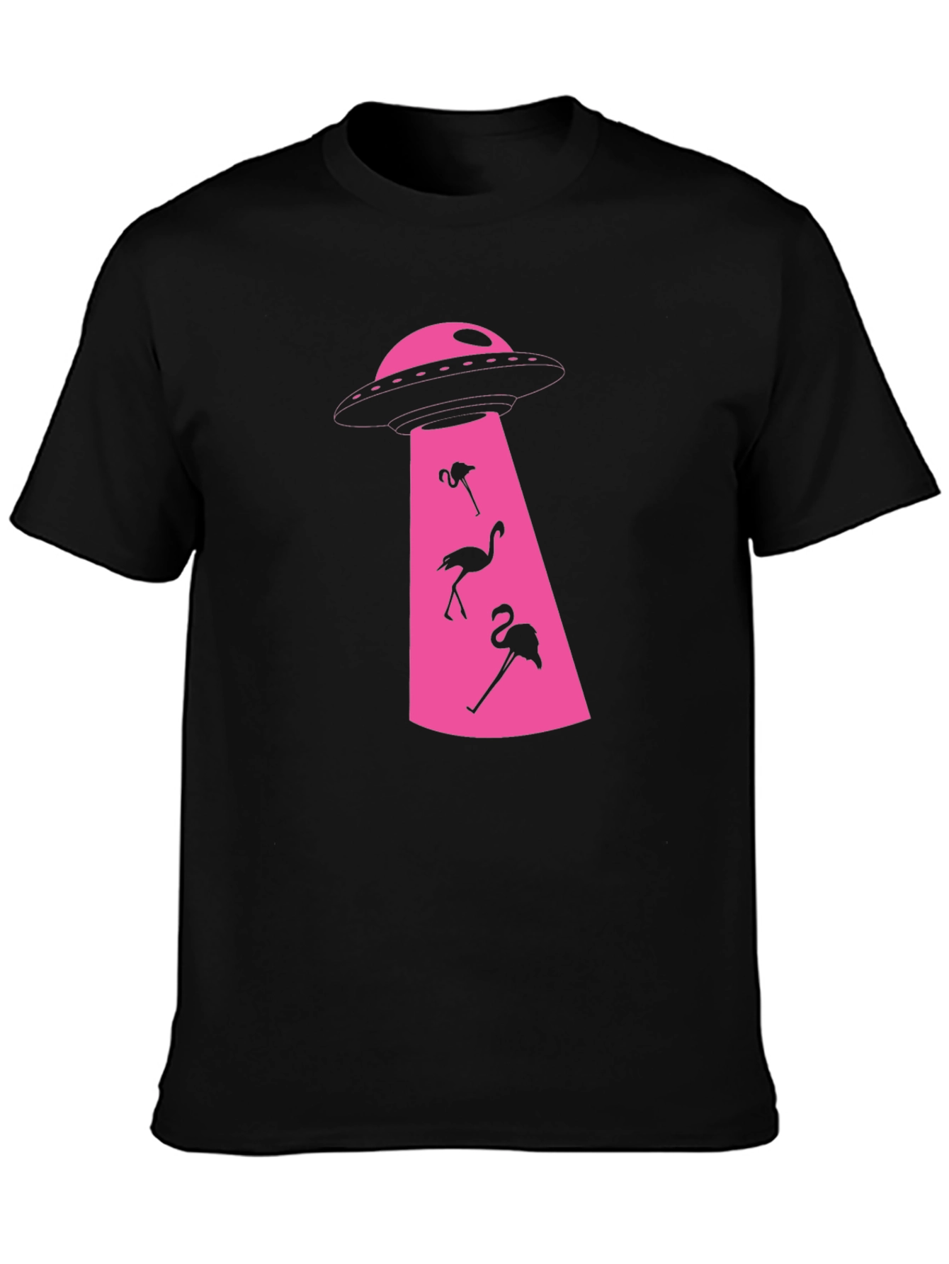 Black Flamingo Abduction T-Shirt: Fun & Unique Design view 3