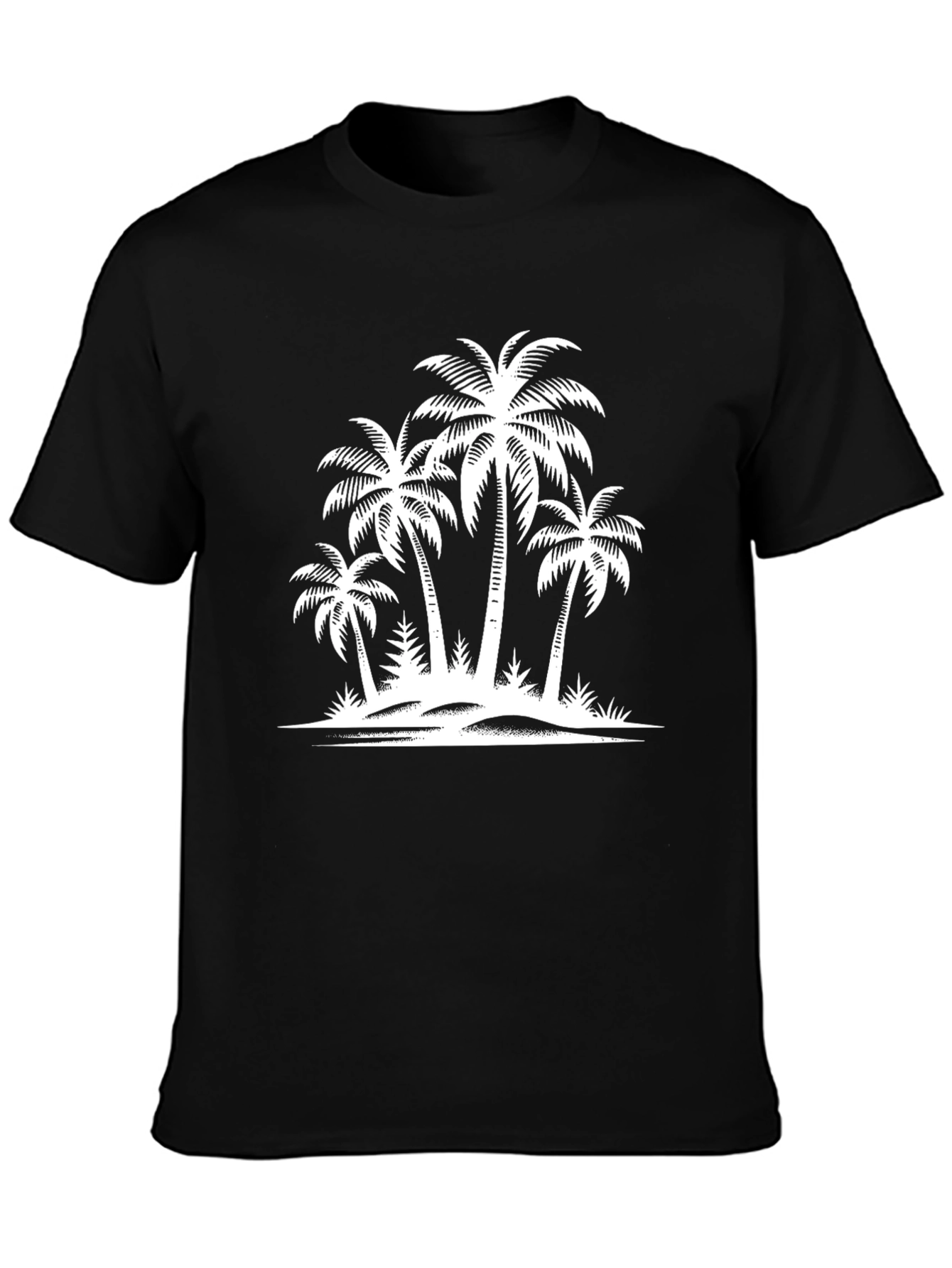 Black Tropical Island Palm Tree Graphic Tee view 3
