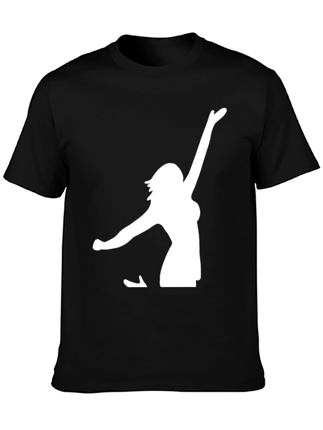 Black T-Shirt with White Woman Silhouette Graphic - 3